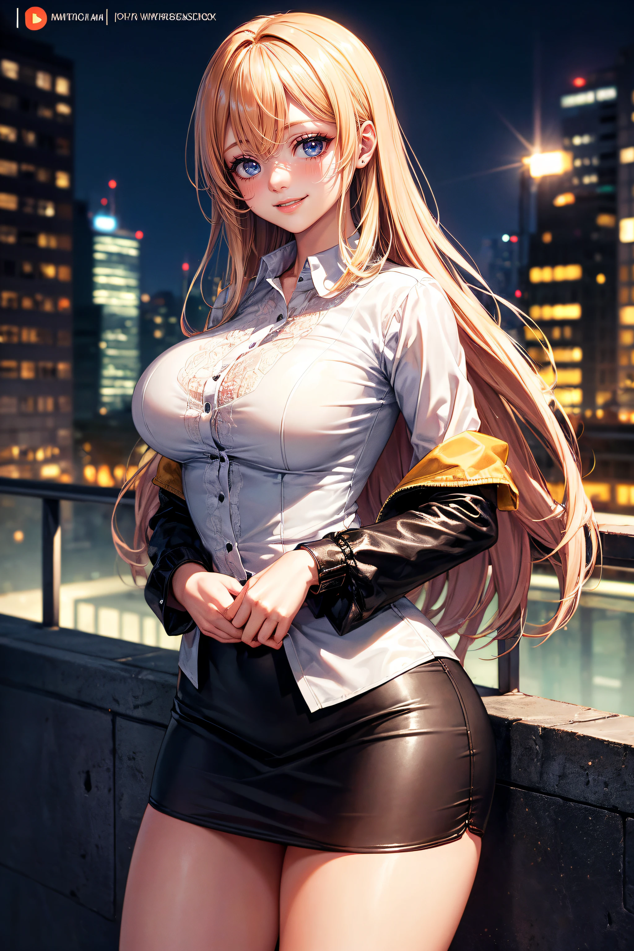 ((Cute and beautiful woman changing clothes)), ((22-year-old beauty)), ((bashful smile)), ((long shiny hair)), ((voluptuous bust)), ((excellent bust) Style)), ((miniskirt)), ((blouse)), ((gradient eyes)), ((background is a city night view)), attractive makeup, single view, NFFSW, UHD, retina, masterpiece , Accurate, Anatomical, Scientifically Correct, Textured Skin, Super Detail, High Detail, High Quality, Award Winning, Top Quality, High Resolution, 1080P, HD, 4K, 8k, 16k