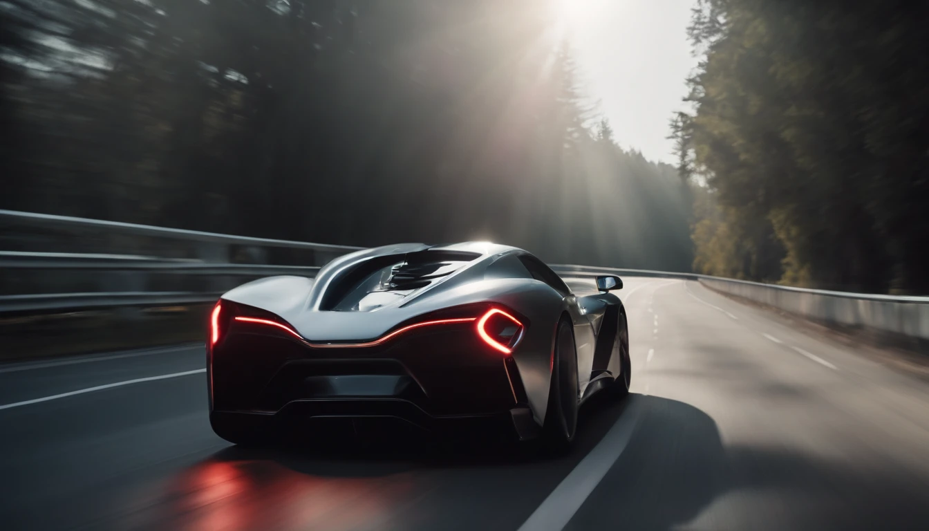 Futuristic car, velocity, Sports cars, with light glowing, design sense,sense of strength,Gray sports car, Galloping highway Ultra HD HDR 8K