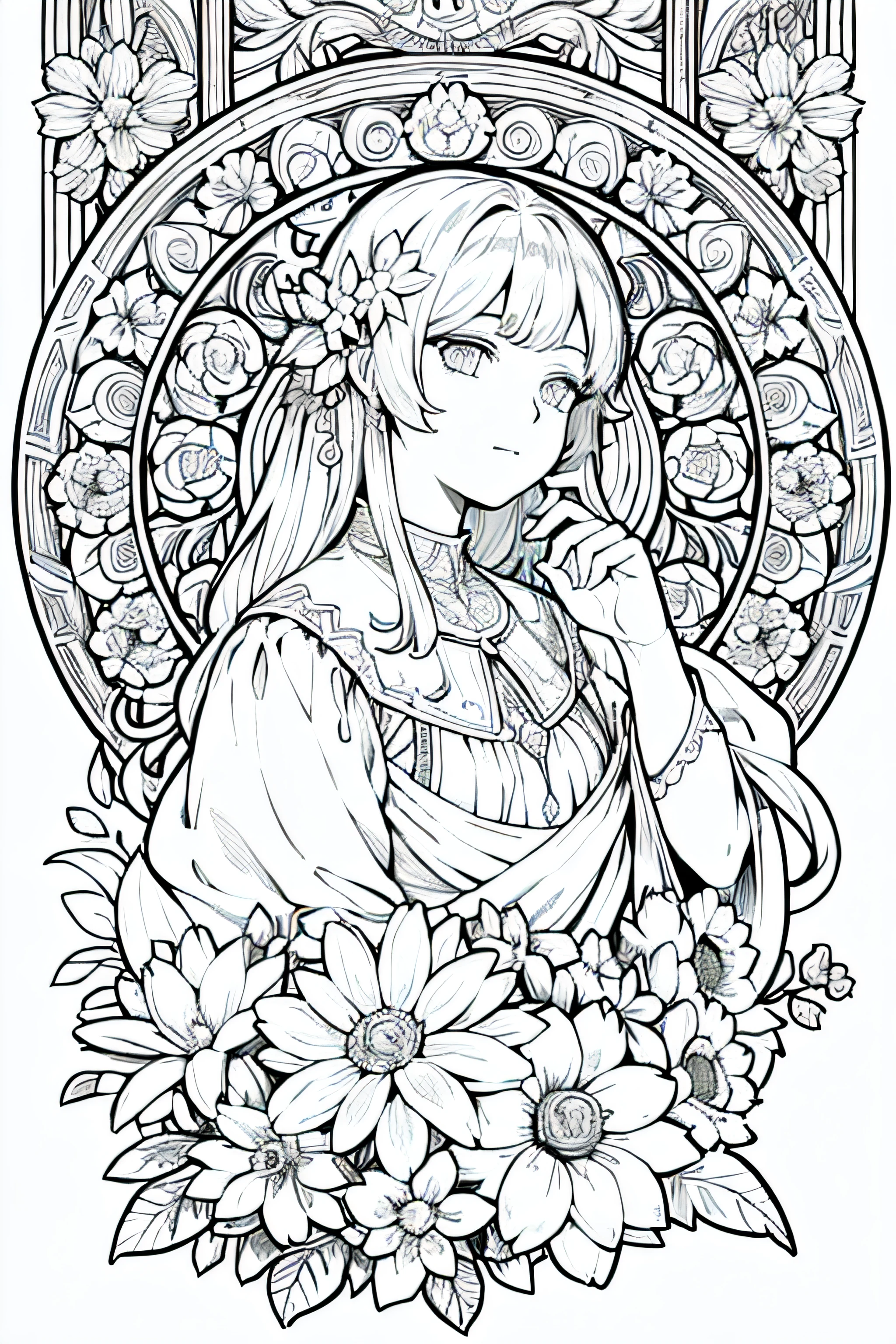desenho de flores, moldura floral, painel decorativo, abstrato
Arte de Alphonse Mucha, sketchfab, linhas de desenhos e cenas sem cores e sombras.
(Obra-prima, melhor qualidade, Highres: 1.4), detalhado, detalhes intrincados, 4K, respingos de cor, arte de linha, fibonacci,