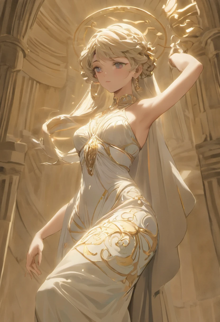 Por gentileza, create an exceptionally realistic Octane Render-style representation of a marble statue depicting a beautiful woman standing, elegantemente posicionada em uma pose culta. Minute details and precise proportions are essential to capture beauty and aesthetic perfection. The statue should display realistic textures and reliefs, imitating marble and its nuances. The lighting must be meticulously configured to enhance the characteristics of the statue, while realistic shadows give depth to the composition. Hand and arm extended in front direction, Closeup on hand
The female figure should be wearing a veil that subtly wraps around her body, enfatizando a delicadeza e a sensualidade da pose. Every detail of the statue, from the features of the face to the folds of the veil, must be carved with precision. Symmetry must be impeccable, reflecting the classical aesthetics of Greek sculptures. O estilo grego deve ser acentuado, capturing the elegance and harmony of human forms.
A imagem deve ser renderizada em UHD de 8K usando o Octane Render, garantindo uma clareza excepcional para apreciar todos os detalhes. A cena final deve ser uma obra-prima visual que celebra a beleza e sensualidade feminina, encapsulating the timeless elegance of Greek style in an artistically refined representation
