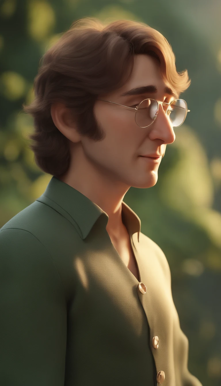 Young crazy crying John Lennon, Teardrops, Portrait, entire body visible, Align Center, Studio Ghibli style, Cute outfit,No background, Soft shading, 8K, 。.。.3D, unreal enginee 5