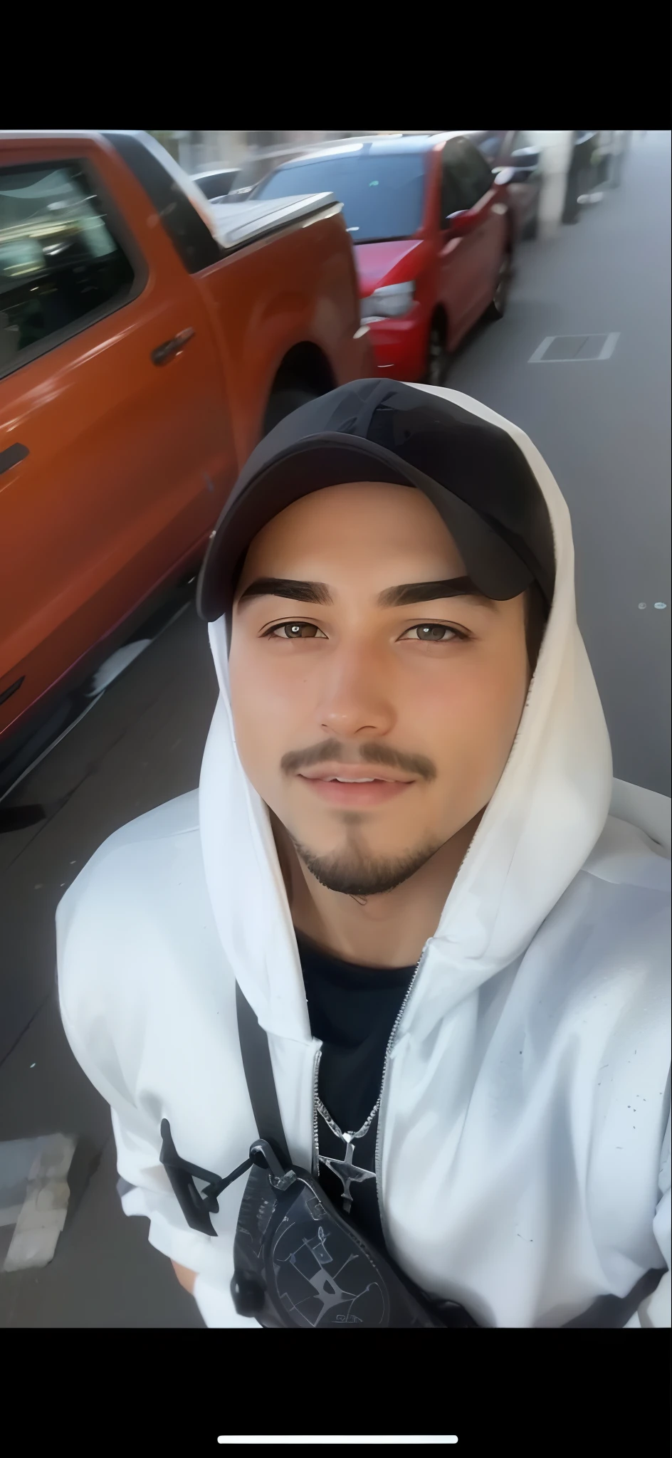 Ein Junge, in einen Anime-Stil umgewandelt, with exaggerated unique facial features and clothing, Standing on a busy city street, Hintergrund mit Hintergrundbeleuchtung, der das Motiv hervorhebt, Kontrastreiche Farben, 4K high-definition quality,Jung, Smileing, stattlich
