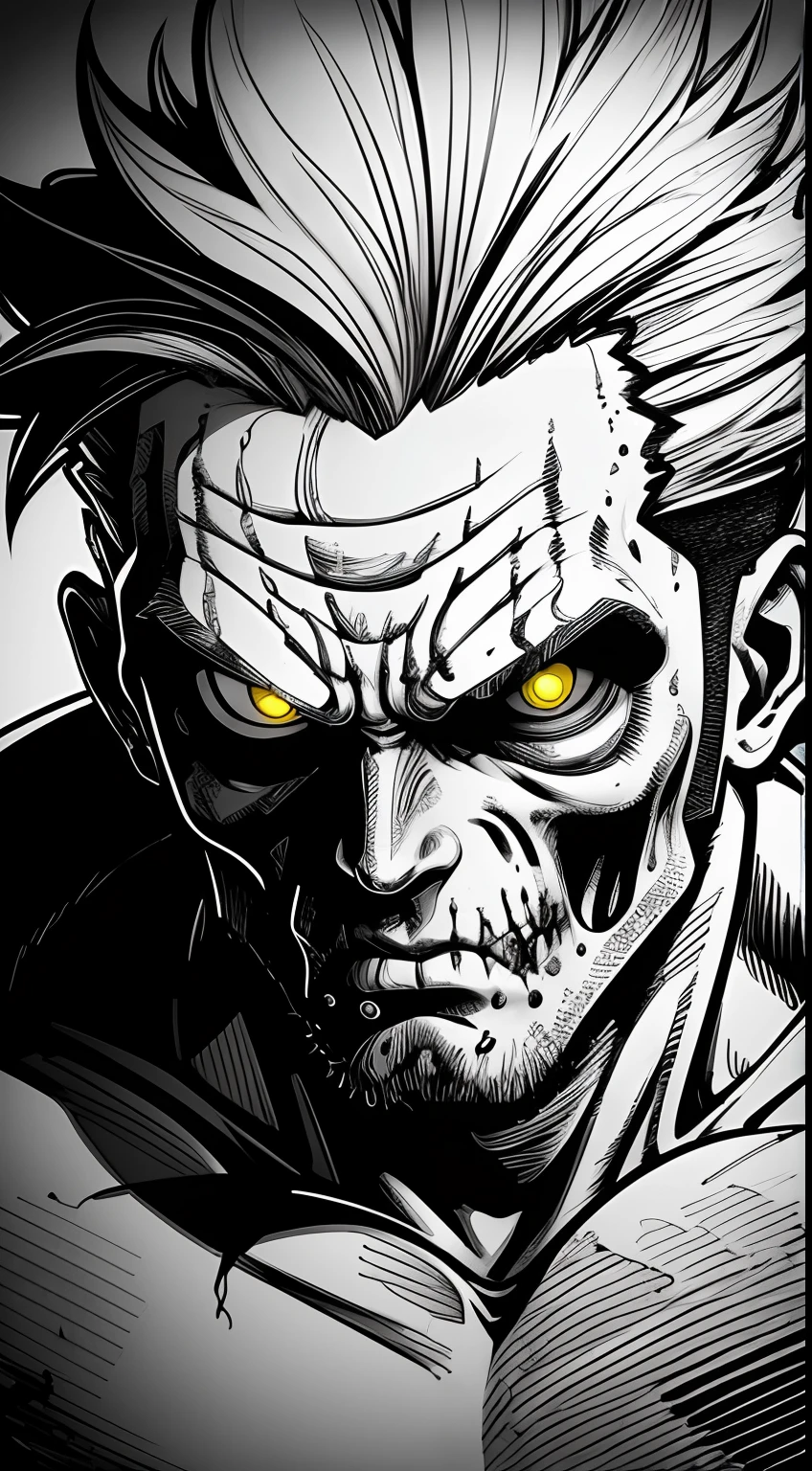 sketch art for adults coloring book,white background, gritty style, cartoon style, use only black outlines, clean line art, zombie, detailed, dynamic composition, close-up shot, comic shading