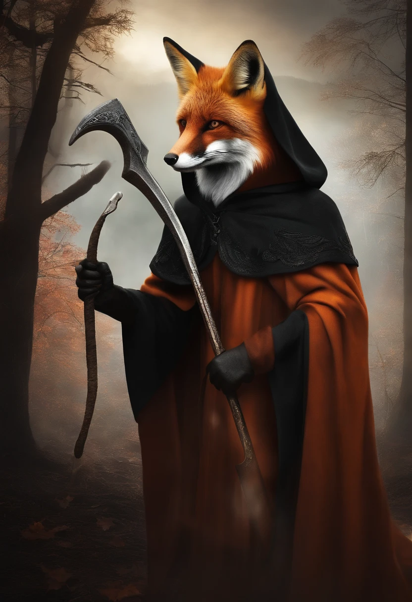 Fox cloaked like grim reaper
