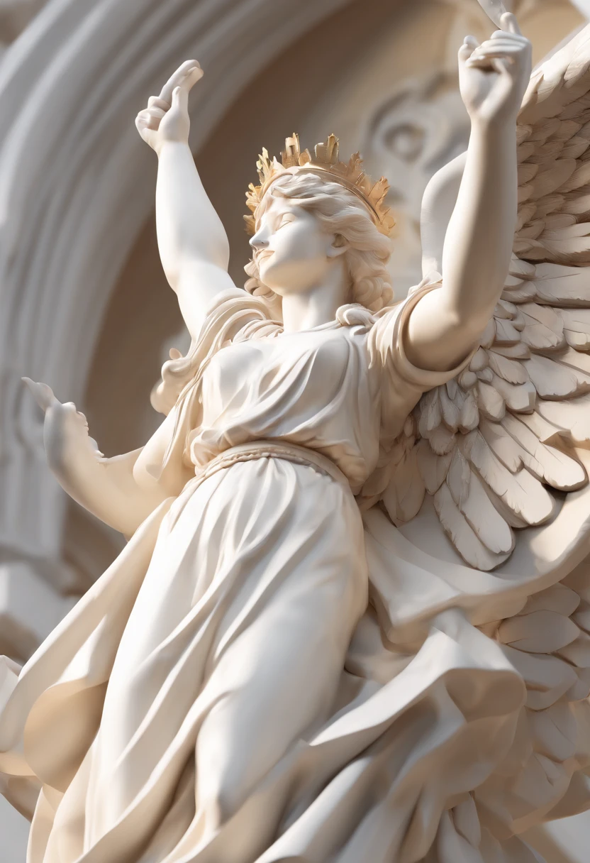 Anjo em branco, estatua, Raising your hand and arm, Hand closed upwards, close up cinemátografico