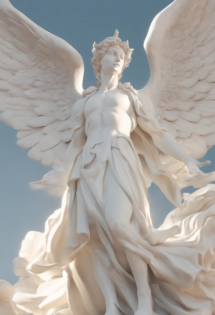 Anjo em branco, estatua, Raising your hand and arm, Hand closed upwards, close up cinemátografico
