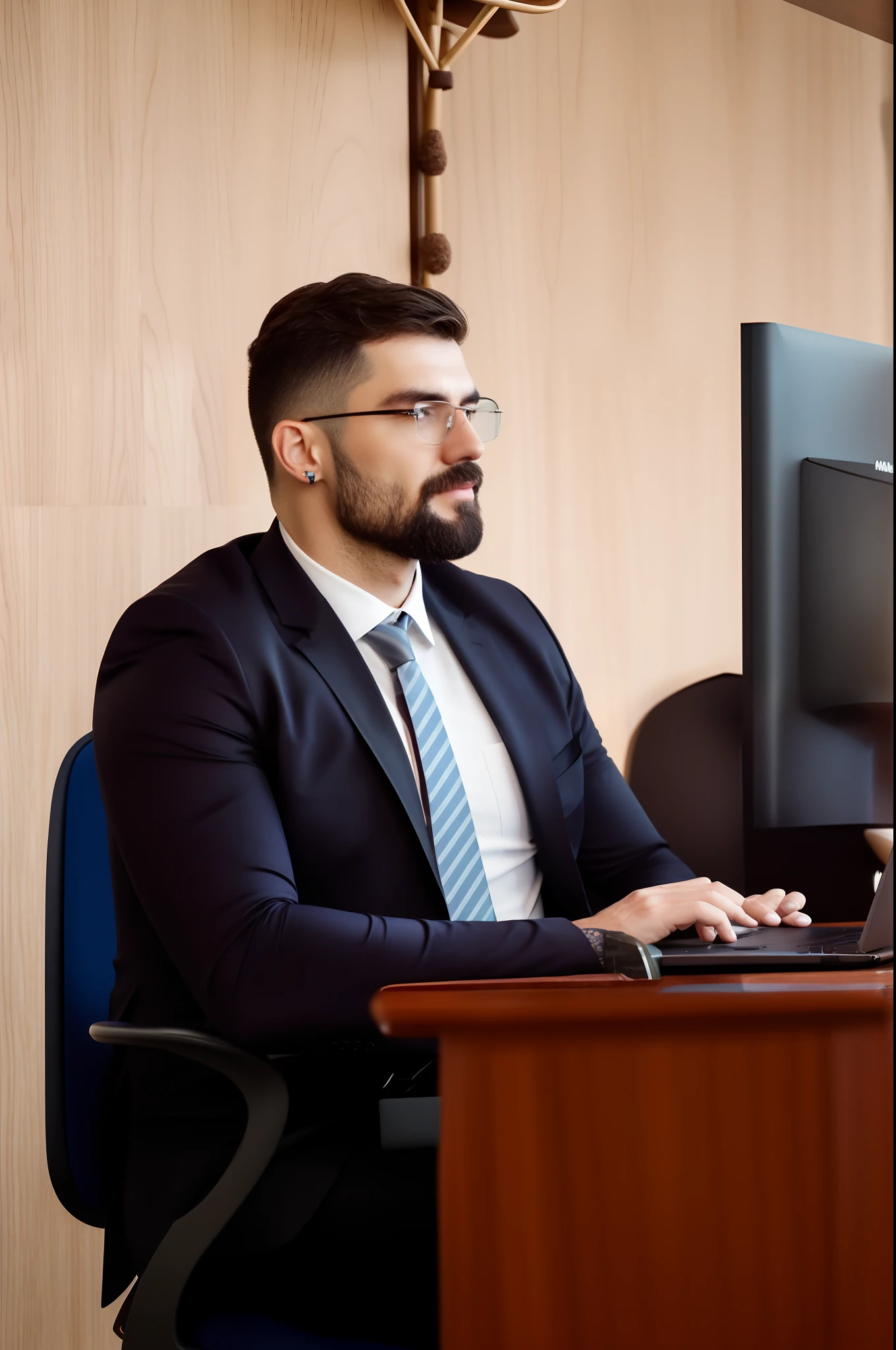 There's a man sitting at a table, com vestimentas semelhantes aos peakbliders, sentado em um computador, demonstrando poder, Alexey Gurylev, Alexandre Rostov