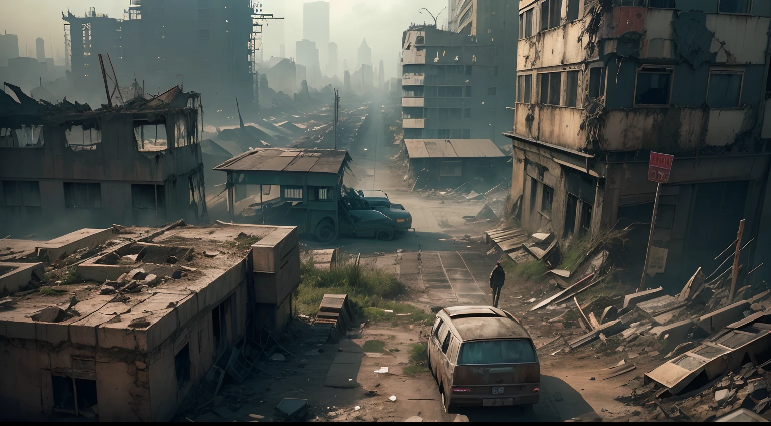 Realistic 4K wallpaper
Post-apocalyptic city
Abandoned cars
Undergrowth
Urban decay
Detailed scenario
Photorealist
Desolate streets
Strange atmosphere
Awesome beauty
Atmospheric lighting
Weathered buildings
Nature complains
Surreal landscape
Nature vs. civilization
Exploitation
Abandoned cityscape
Textured surfaces
Ruined architecture
High Definition Art
Maximized details
Life after civilization
Emotive scenario
Dystopian environment
Urban exploration
Remnants of humanity
Post-disaster environment
Apocalyptic ruin
Hooded man
Approaching abandoned buildings
Mysterious figure
Journey into the unknown
Lone Wanderer
Tattered cover
Enigmatic presence
Urban adventurer
Civilization in decay
Ruined cityscape
Atmosphere of foreboding
Post-apocalypse character