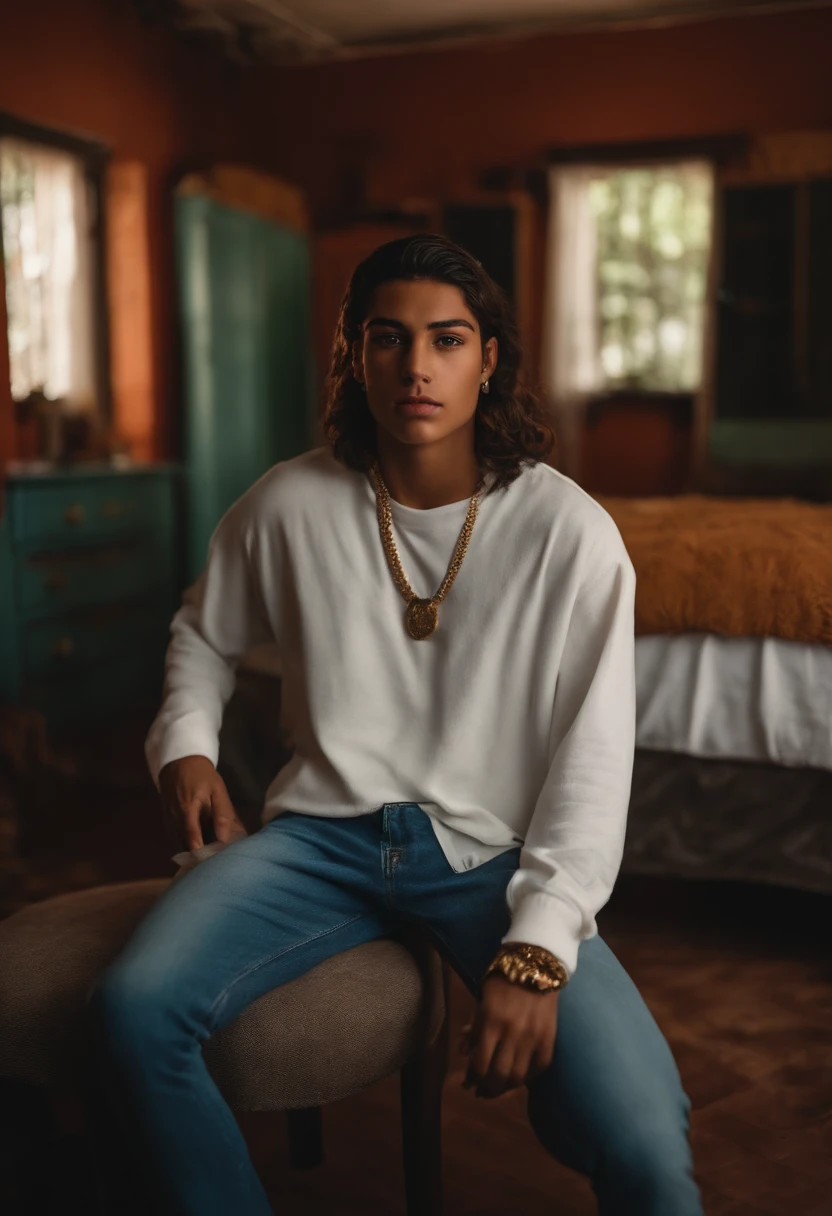 19-year-old white woman, cabello negro y recogido, rostro redondo, una nariz y frente ancha, who is holding his driver's license in his hand and showing it to the camera. He's in his room..