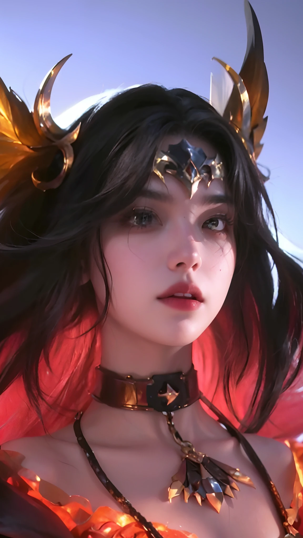 8K, Best Quality, Masterpiece, Ultra Resolution, (Realistic: 1.4), Original Photo, (Realistic Skin Texture: 1.3), (Film Grain: 1.3), (Selfie Angle), Portrait 1 Girl, Long Hair, Black Hair, Big Beautiful Eyes and Face Detail, Masterpiece, Best Quality, Close Up