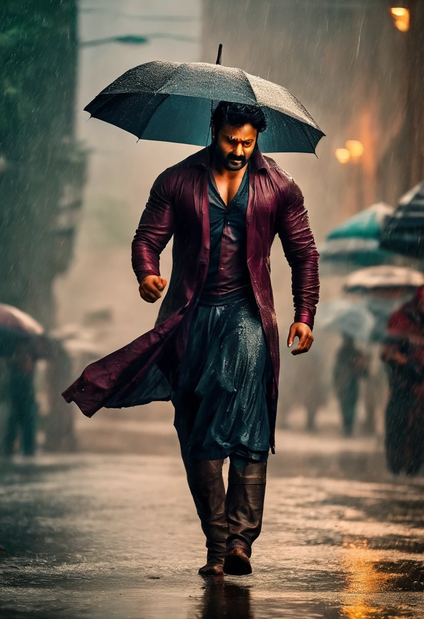 Prabhas fighting in rain