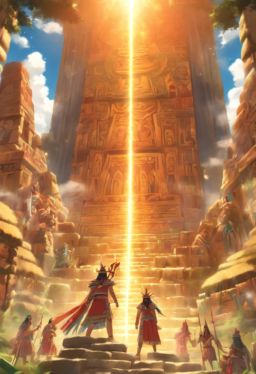 (((Inti Deus Inca))) best quality, ultra-high resolution, 4K detailed CG, masterpiece, Inti, sun god, Inca clothing, Inca mythology, Peruvian Andes, Sunlight, Peru, aesthetics, beautiful image , centered on the screen