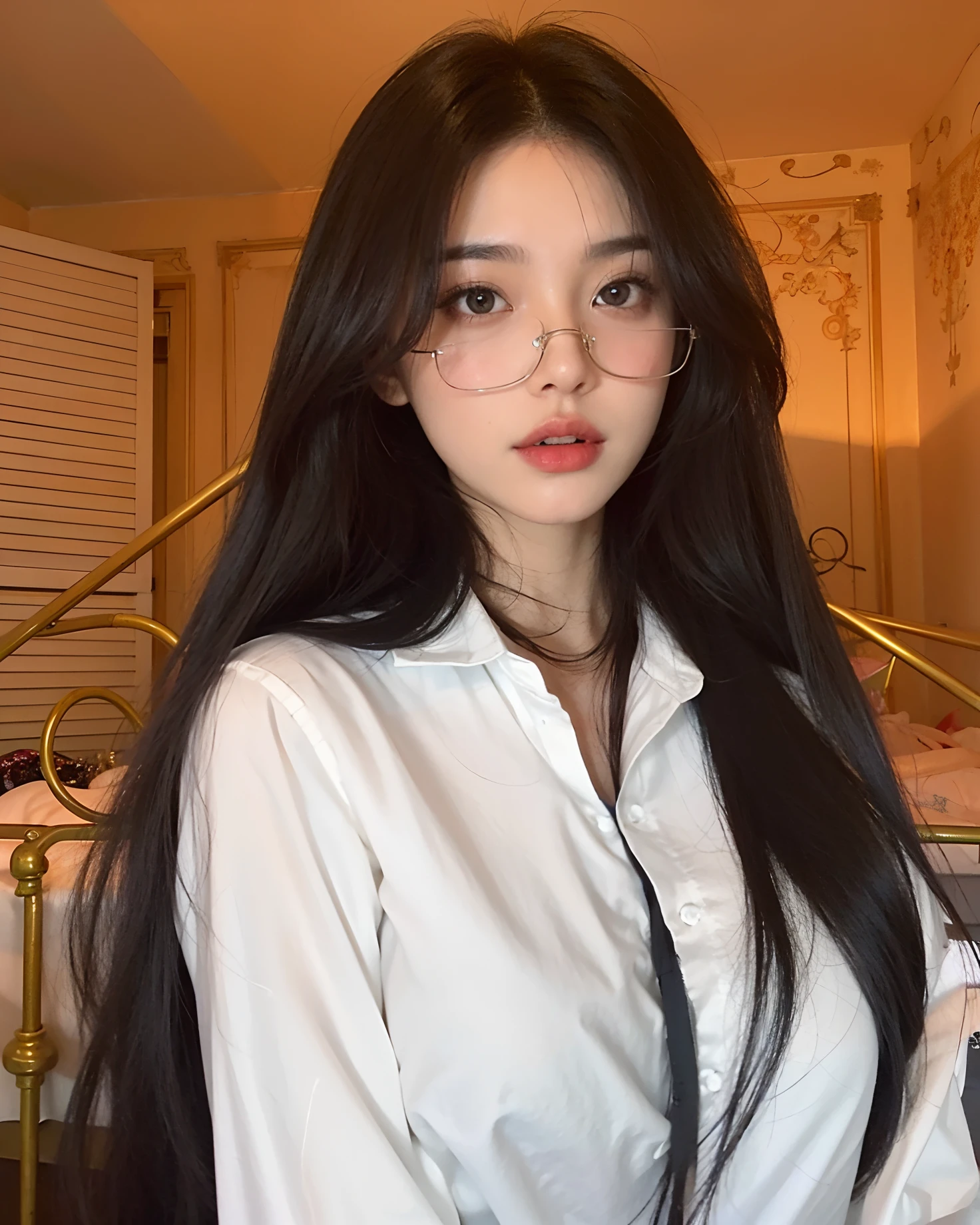 Arafed woman with long black hair and glasses posing for a photo, cruel korean goth girl, com cabelos longos e olhos penetrantes, cabelos pretos longos e finos, Asian girl with long hair, cabelo preto longo com franja, cabelos pretos e olhos grandes, com cabelo preto liso, female with long black hair, cabelos escuros longos com franja, com longos cabelos pretos, Ulzzang