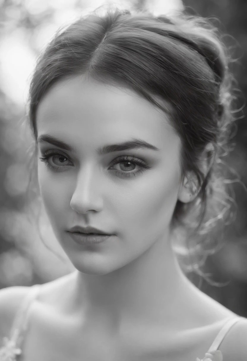 Woman, 20 Years old, Irish, Makeup, Beauty face, Closeup Portrait, Black and white