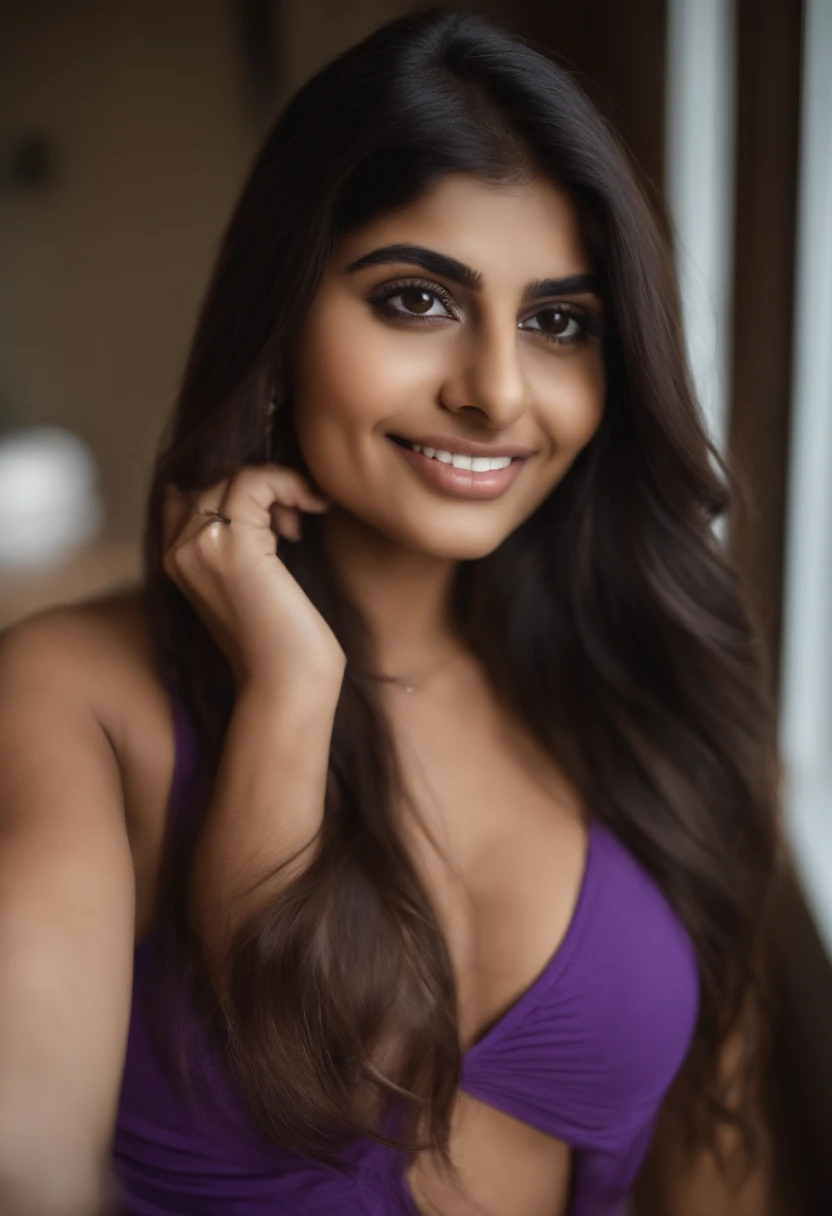 Indian woman with matching brown tank top and panties, fille sexy aux yeux bruns, Portrait Mia Khalifa, cheveux bruns et grands yeux, selfie of a young woman, Yeux de chambre, Violet Myers, sans maquillage, maquillage naturel, looking straight at camera, Visage avec Artgram, Maquillage subtil, Superbe photo du corps entier, dans la chambre, clivage, tits, ass, sexy, sex, levrette