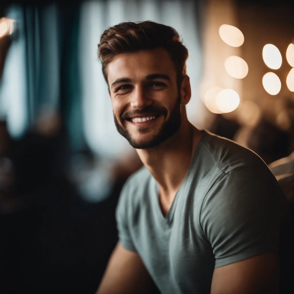 Portrait of a handsome young happy man