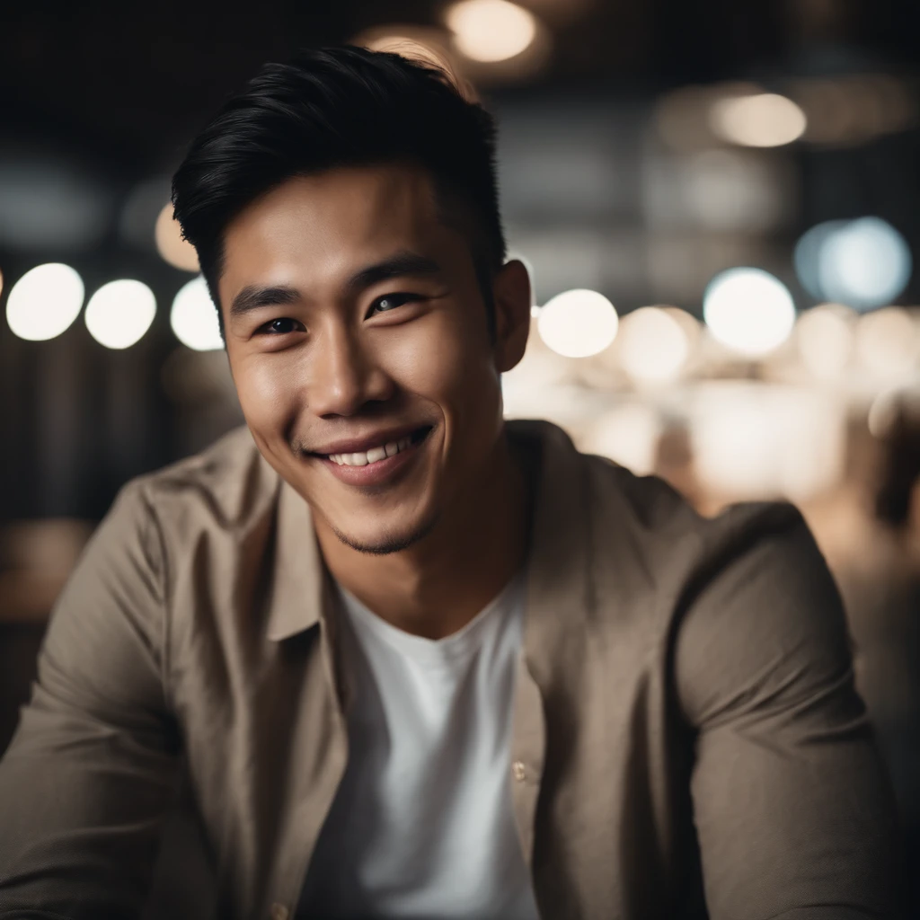 Portrait of a handsome young happy Asian man