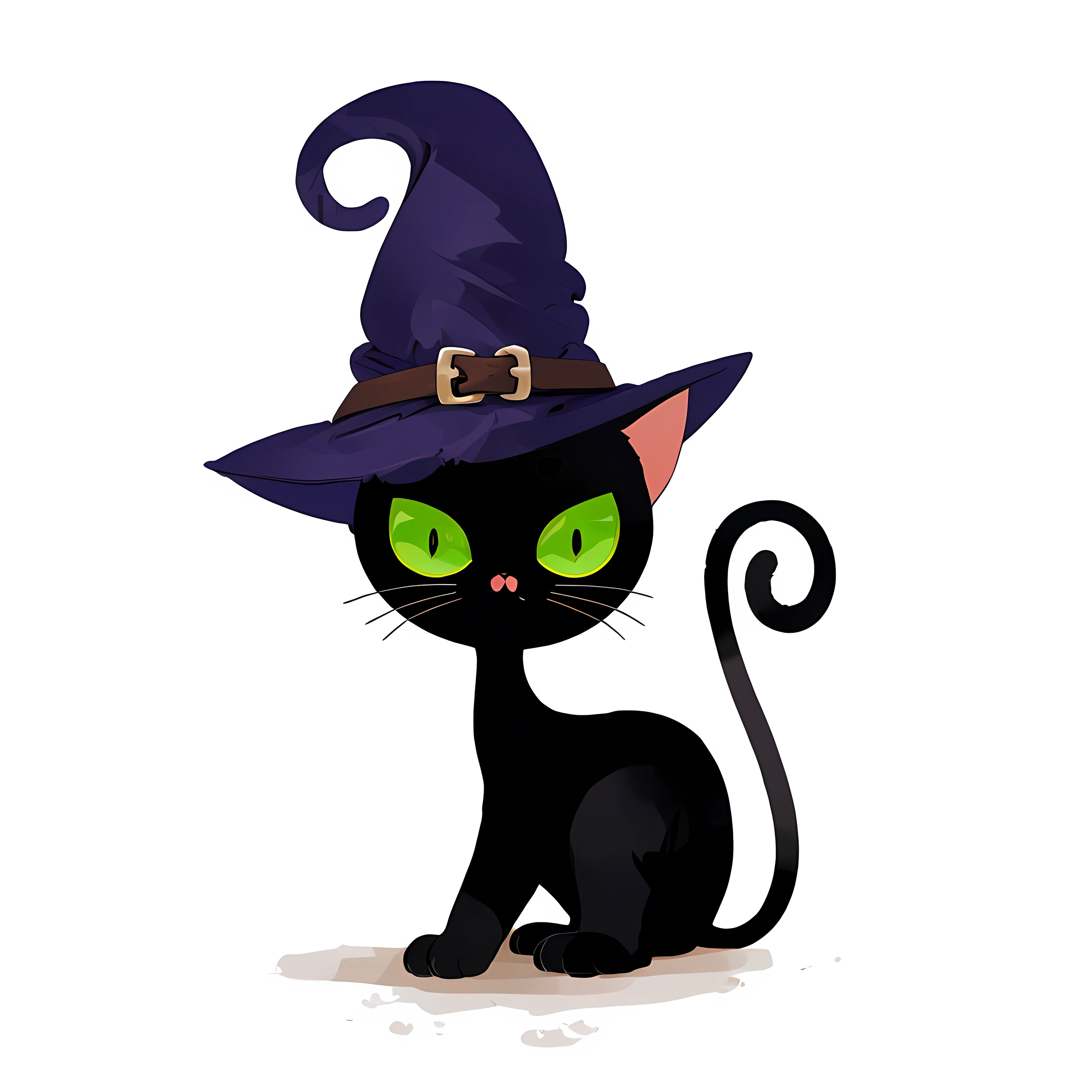 Cat wearing witch hat,