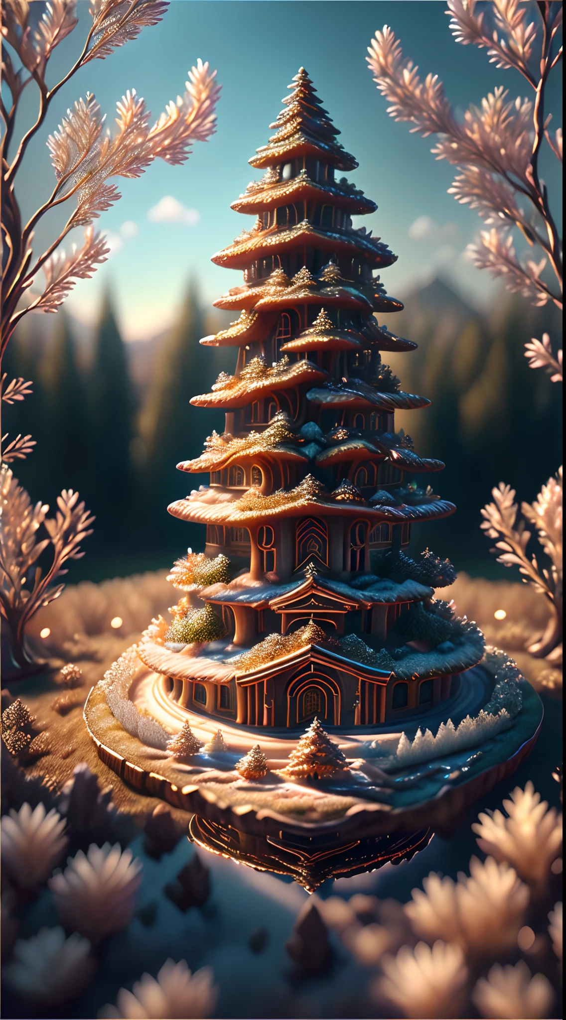 (best quality,4k,8k,highres,masterpiece:1.2),ultra-detailed,(realistic,photorealistic,photo-realistic:1.37),sculpture:1.37,northern,southern,multiverse,diverse landscapes,natural beauty,ceramic craftsmanship,glazed surface,twisted tree branches,flickering flames,art gallery