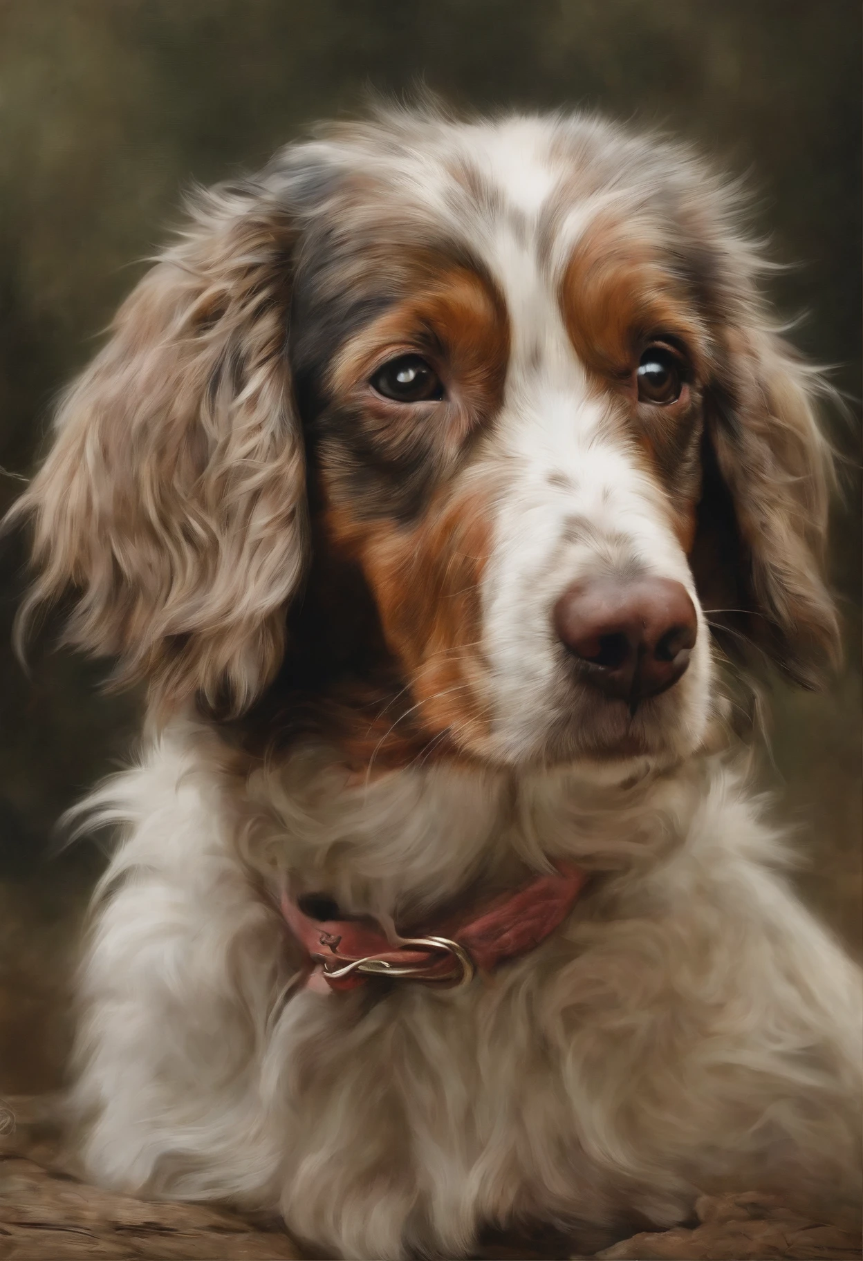 **Post-impressionist style,pintura de um cachorro,um pisncher de por volta uns 10 anos,Already elderly,mas com sua pelagem preta com alguns detalhes marrons e brancos,The breast is a very light brown,quase branco,e ela esta deitada em um puf roxo,Capacho,esta com um olhar de posa,pose para uma pintura antiga,olhos negros e expressivos. --v 4: 50** - (quase) --s 2
