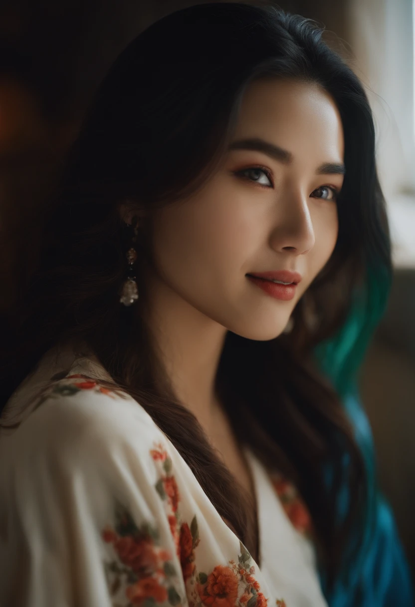 Raw photo, realistic, Japanese, top quality, highly detailed, super detailed, 20 year old woman, ink, film, long dark hair, highest quality, film light, detailed face, Sony master shot, high res screenshot, vivid colors. Expression smiling, in bath.