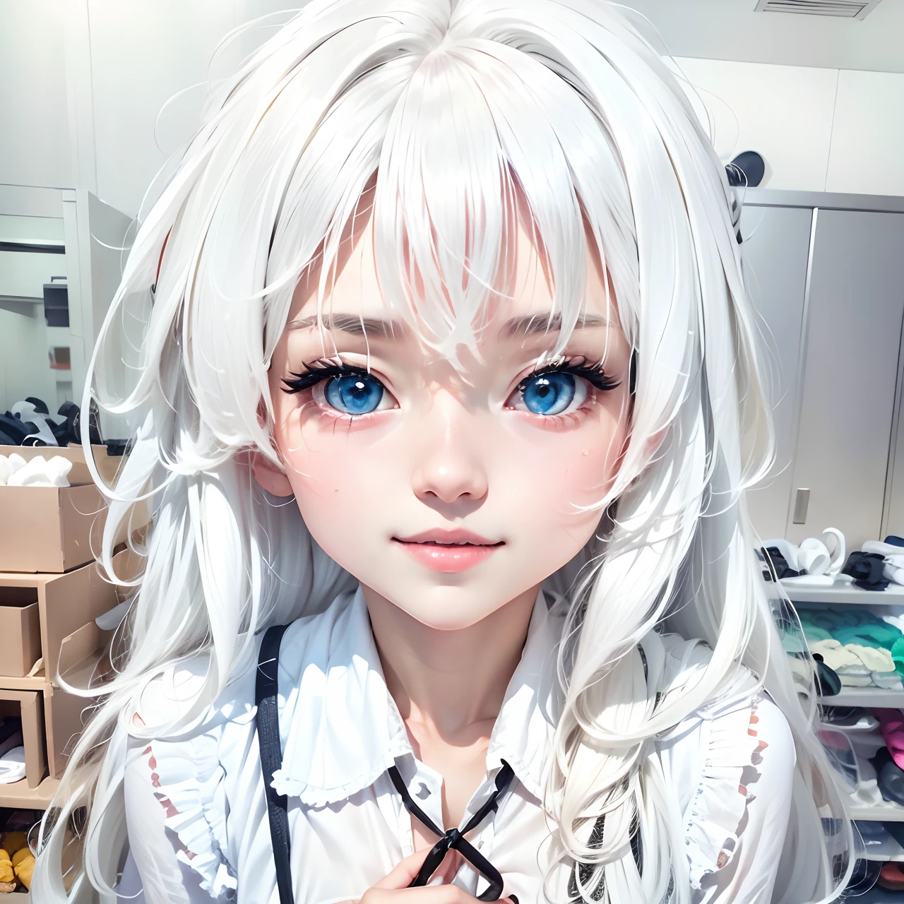 1girl, white hair, best quality
