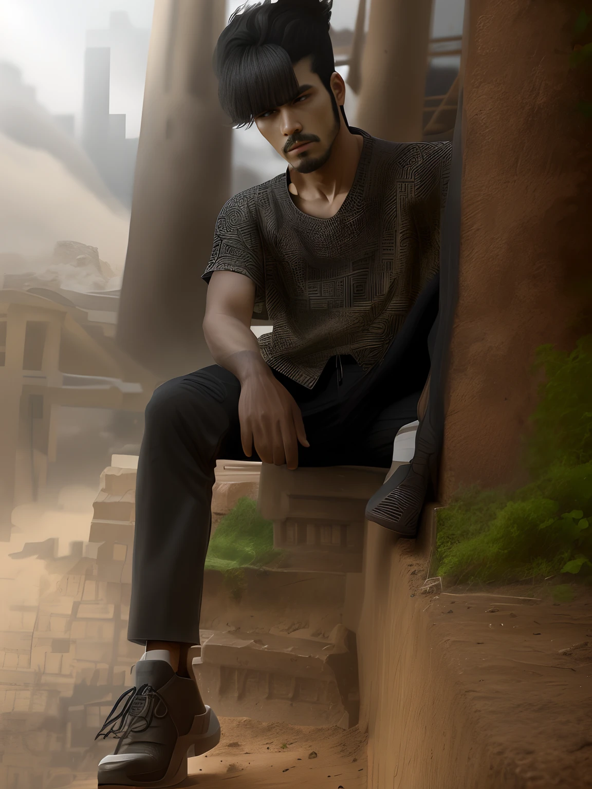 change the palnjabi into black one.Change the breakground with natural blur, realistic face