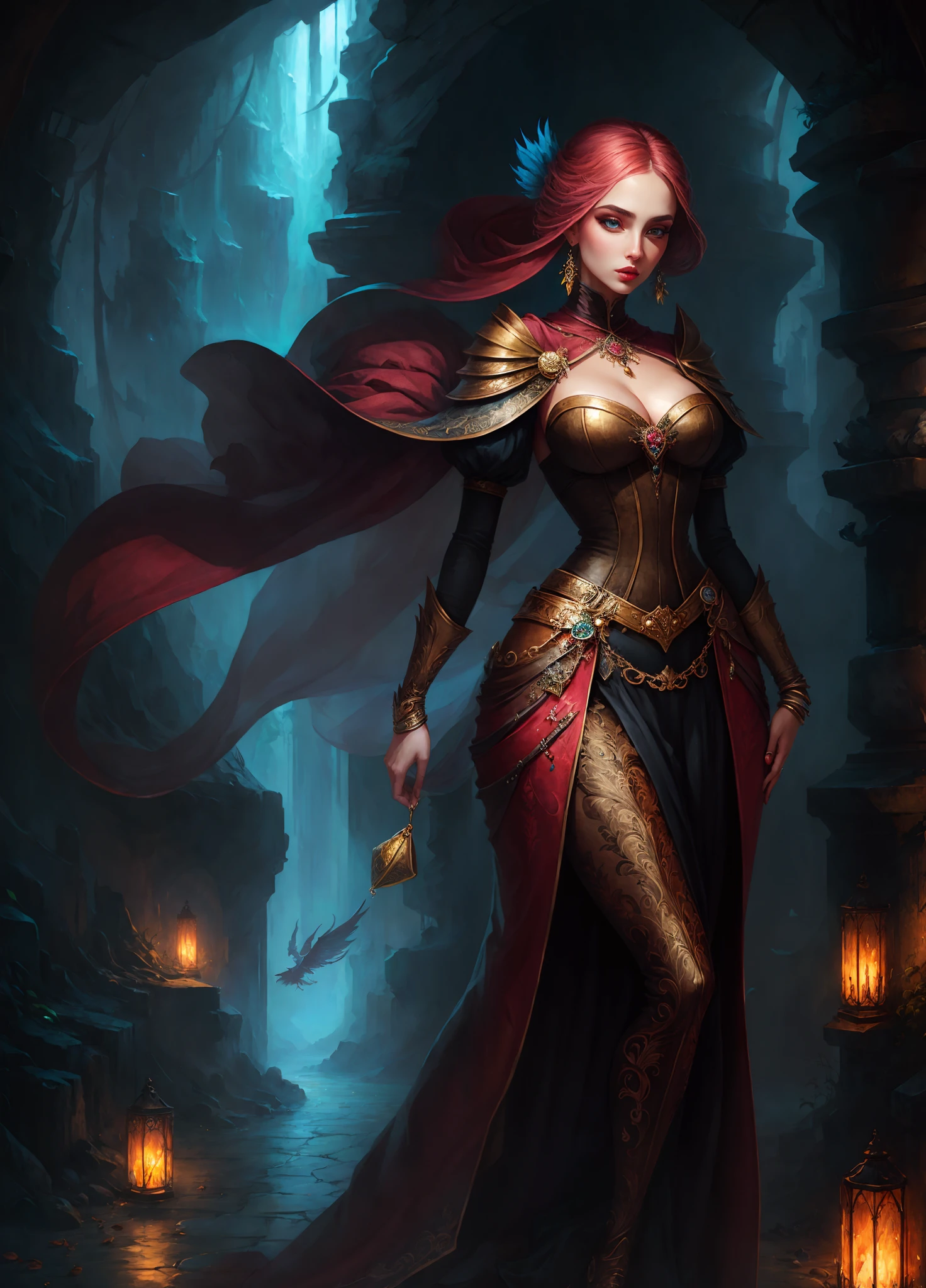 Fashionable woman fantasy art