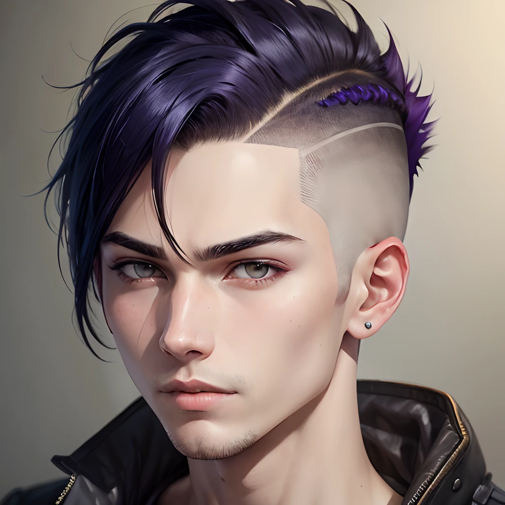(((front))) (((mugshot))) male character punk realistic anime headshot (pale face) (undercut hair)