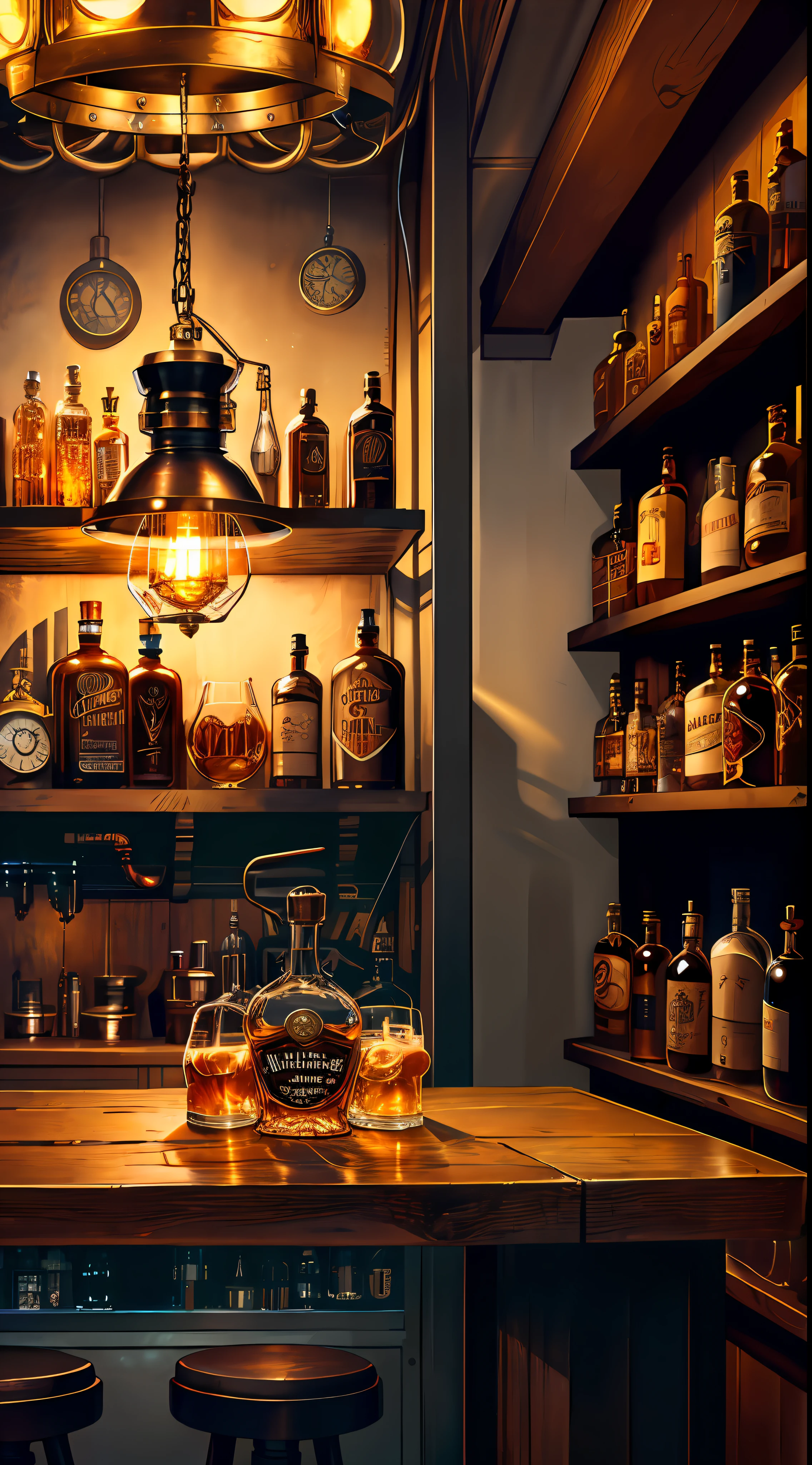 obra maestra, artefacto destilador de whiskey,  taberna clandestina, Steampunk moonshine whisky intrincada maquinaria,  realista, hermoso, Neon Noir Lighting, Kinematic, afilado, Epic Quality, with DreamShaper hyperrealistic art style.