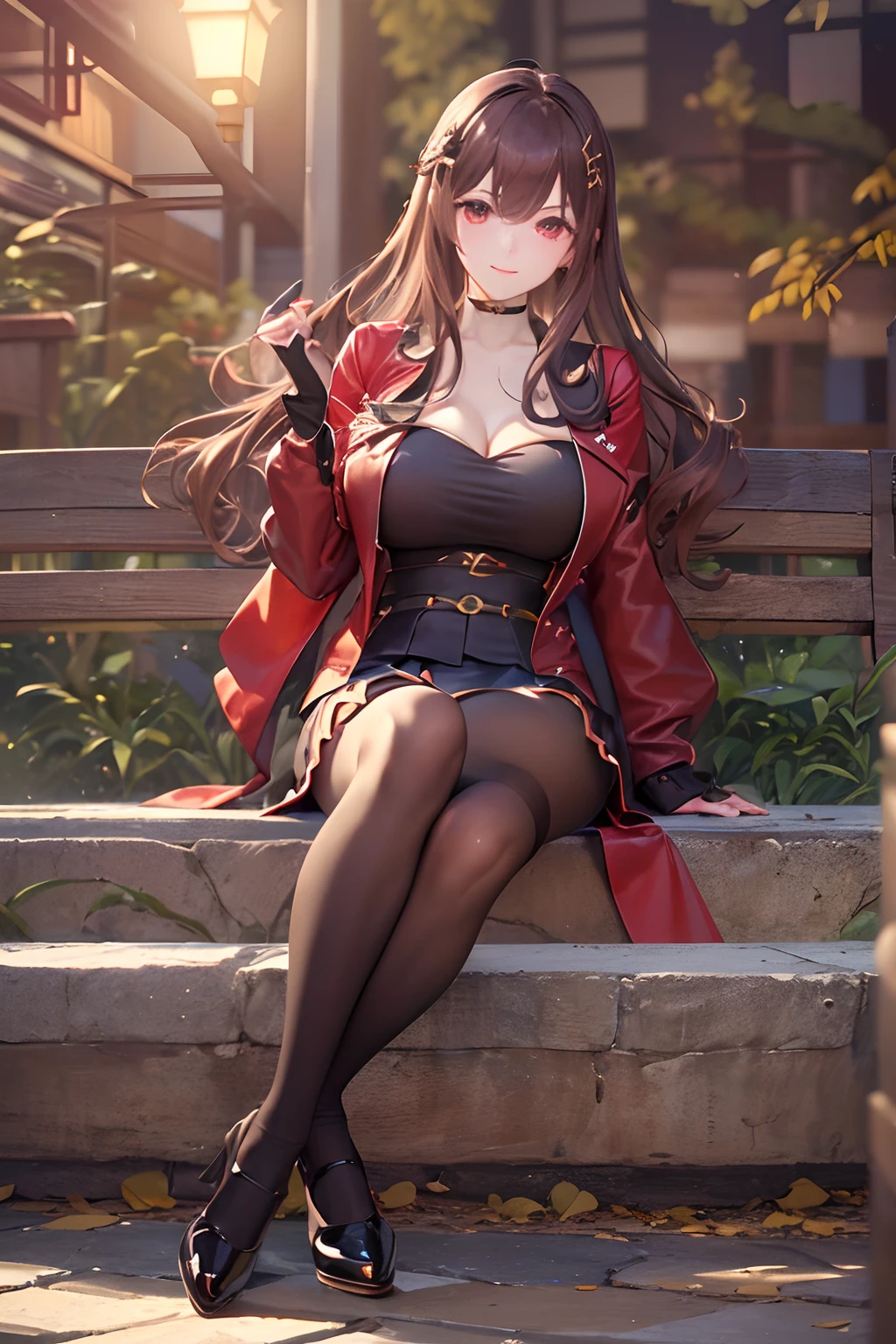 ((Realistic lighting, Best quality, 8K, Masterpiece: 1.3)), Clear focus: 1.2, 1girl, Perfect body beauty: 1.4, Slim abs: 1.1, ((dark gold hair)), (red dress: 1.4), (Outdoor, night: 1.1), Russian girl, Russian beauty, City Street, Super Fine Face, Fine Eyes, Double Eyelids, (Over the knee black stockings: 1.5), huge breasts, tide dress, sitting on floor, sexy sitting, rain weather