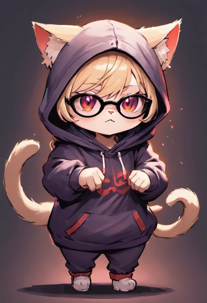Cartoon cat in hoodie with glasses and hoodie, cute detailed digital art, Adorable Digital Painting, Cute digital art, teemo, Advanced Digital Chibi Art, epic digital art illustration, by Shitao, artwork in the style of guweiz, anthropomorphic cat ninja, Jason Chan, fanart best artstation, fursona wearing stylish clothes