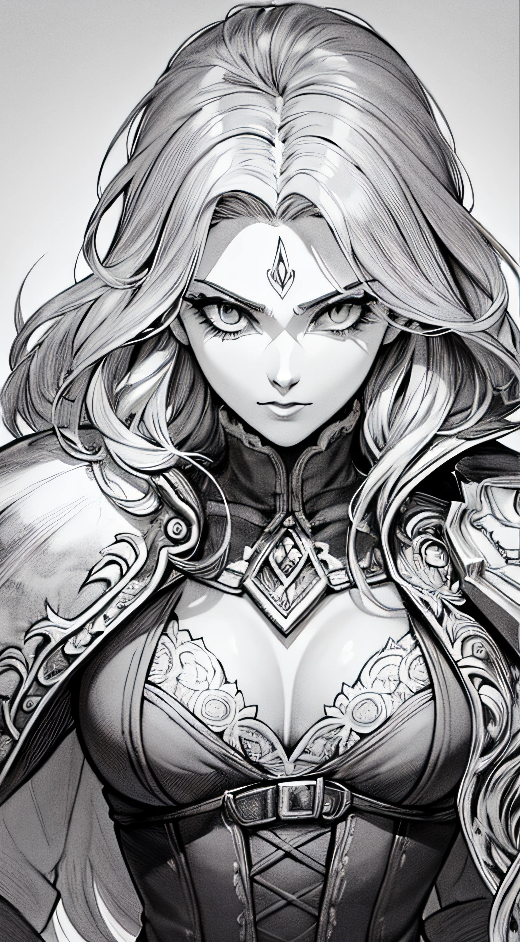 Obra-prima, Castlevania Senhor das Sombras hiper realista super detalhado , Fundo branco, monocromatic, Desenho de linhas, ((desenho))