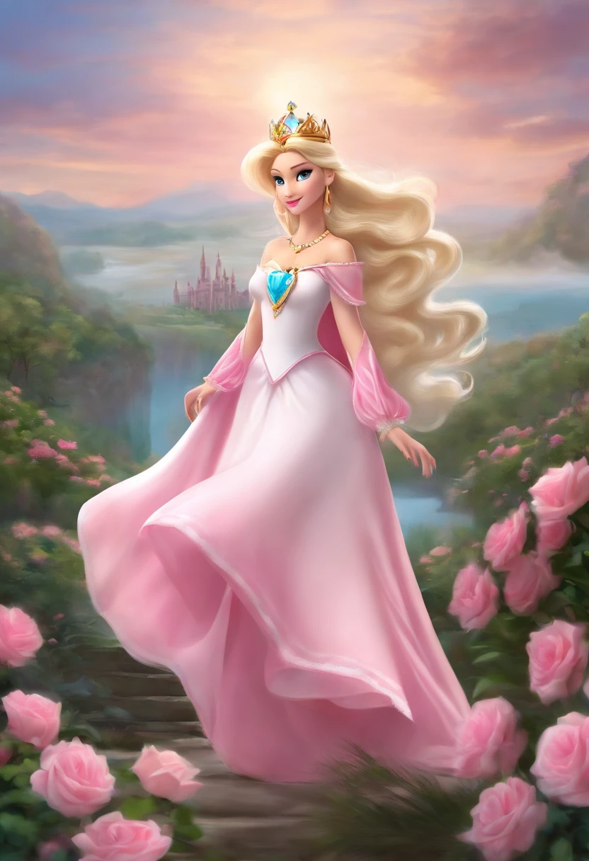 Princess Rosalina, pink shir, white skirt