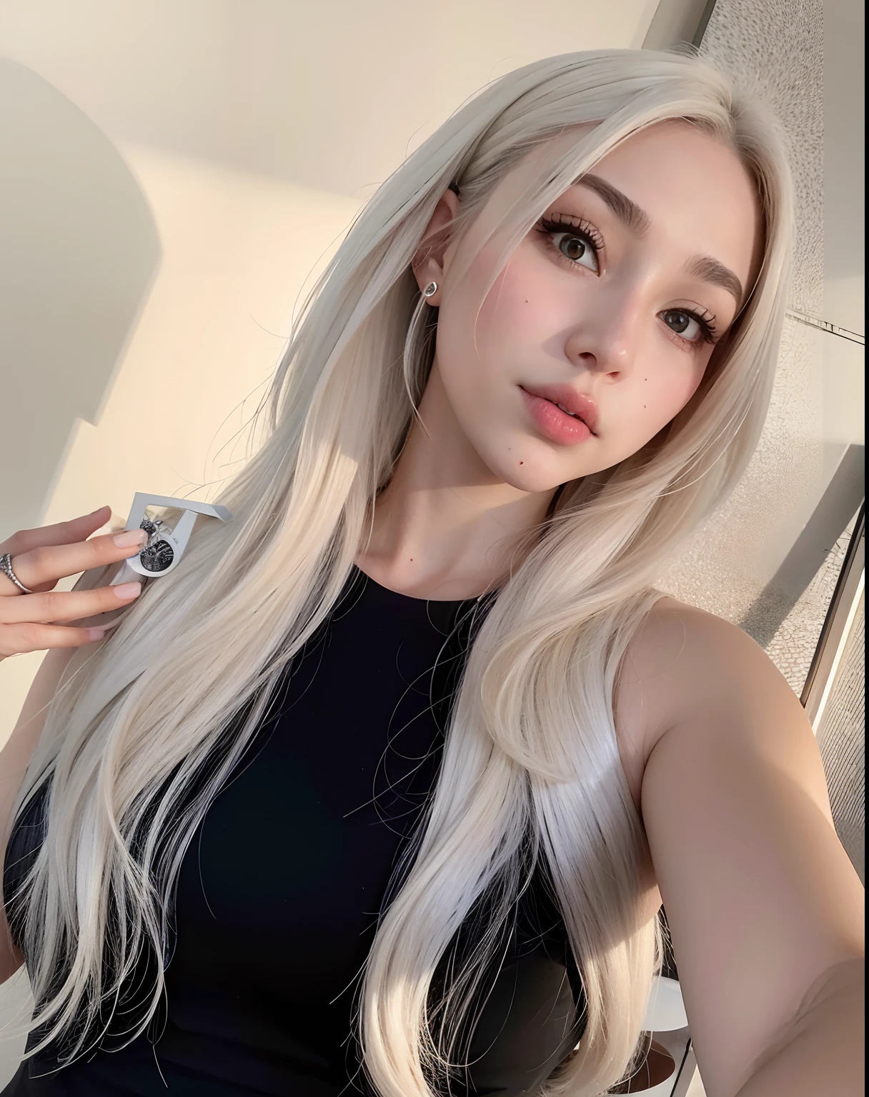 Mulher de cabelos loiros com longos cabelos brancos e vestido preto, com cabelos longos brancos, ava max, com longos cabelos brancos, menina perfeita de cabelos brancos, Tifa Lockhart com cabelos brancos, menina coreana, longos cabelos loiros e olhos grandes, cabelos lisos longos e brancos, longos cabelos loiros e olhos grandes, menina com cabelo branco, cabelos lisos brancos, Cl