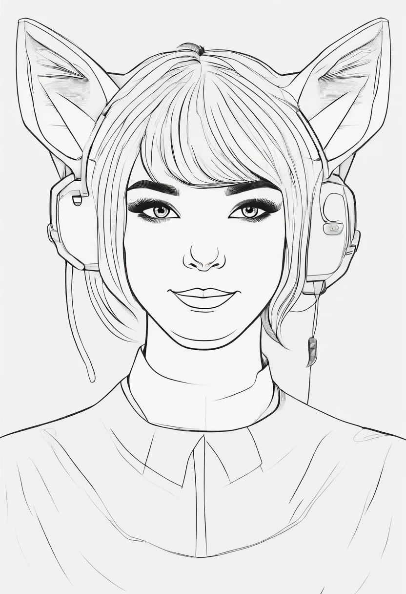 smiling girl with cat ears