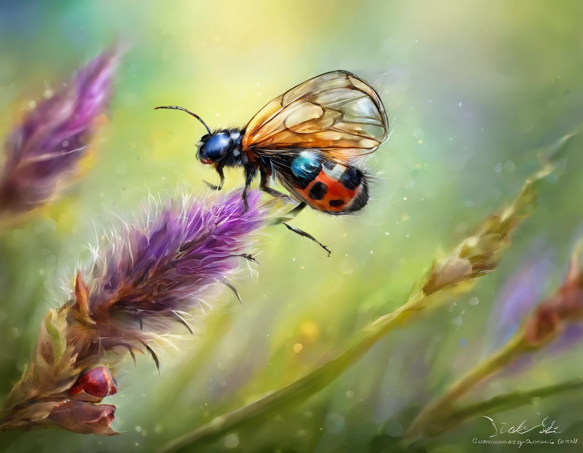 Cute insects are flying around、butterflys々、Ladybug, Cute, Fluffy, Adorable, ., Broken glass effect, No background, Stunning, What doesn't exist, Mythical existence, energy, mascular, textured, Iridescent and luminescent scales, Breathtaking beauty, Pure perfection, divine presence, haunting, Impressive, Breathtaking beauty, Volumetric Lights, TER, Rays, Vibrant colors reflect