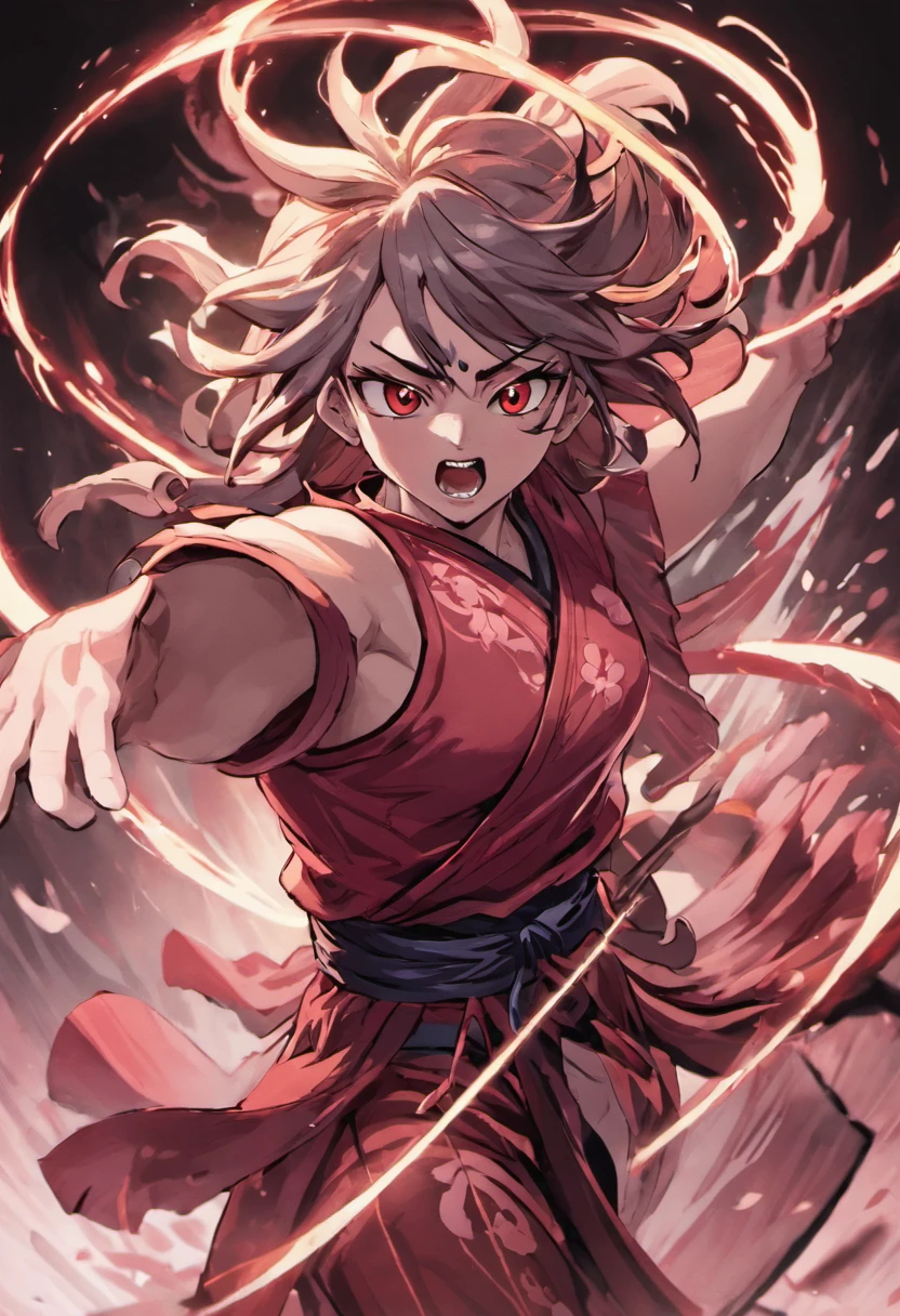 Fudo Myo,There is a gentle and beautiful face,Virtual Engine 5,Perfect detail,Octane rendering,Гипер HD,动态照明,art stations,poster for,voluminous lighting,Very detailed faces,4k wallpaper,Long flowing hair,surrounded by cloud,cherry blossom,fog atmosphere,dynamic viewing angle,电影灯光