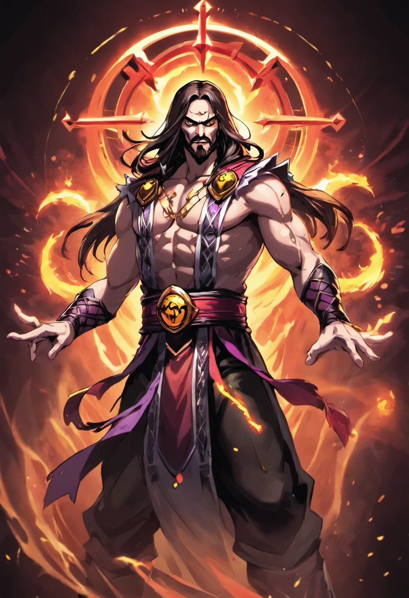 high resolution, best quality, photo, 8K, (realistic: 1.2), cinematic lighting, close-up of a person in a monk's costume in flames, medium long hair, hair standing up, real person, attack, dynamic active running pose, dynamic pose, running pose, dynamic pose, full body in dynamic pose, mixed fighting south claw pose, dynamic movement pose, dynamic pose realistic, dynamic action pose, hero male pose, perfect dynamic body type, dynamic pose full body, fighting pose, black eyes, bright yellow glow, Flames floated in the sky, beams of light enveloped his body, Golden light above his head (aura: 1.2), abdominal muscles wearing medieval golden armor, beard, masculinization, light, masterpiece, best quality, intricate details, fire environment and crystal in background, futuristic portal, 3D light, HD, magic, light god, detailed face, fear, depth of field, soft lighting, tone mapping, highly detailed, concept art, smooth, clear focus, dramatic lighting, highly detailed art, film, 8K, Amazing shadows (highly detailed background: 1