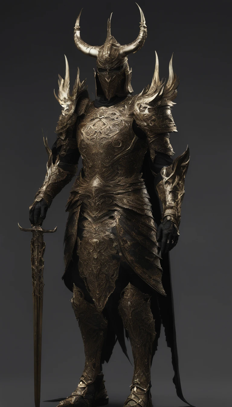 warrior, concept-art, author：Kishiganku, Fantasy art, Zen temple background, clean render, a horned, Wear a suit of armor, Detailed bushido form smoke, helmet of a forgotten deity, character is standing, 8k Realistic, in game render, detailed face background detail, Art station front page, taur, Pseudo-medieval fantasy, A deity wearing koi armor, detailed bronze armor, Bronze armor, golden etched armor, gold obsidian armor, Light gold armor, Gorgeous filigree armor, A demonic warrior, Gorgeous armor full of thorns, Intricate assasin armor, Intricate metal armor, powerful warrior, Dressed in gorgeous gold armor，Decorated with intricate patterns, The helmet has a large crown and two horns, Everything is in the dark, The smoky background hints at the battle scene, Add an ominous aura to his character，The Demon's Giant Demon Wings，submission, Full body shot.