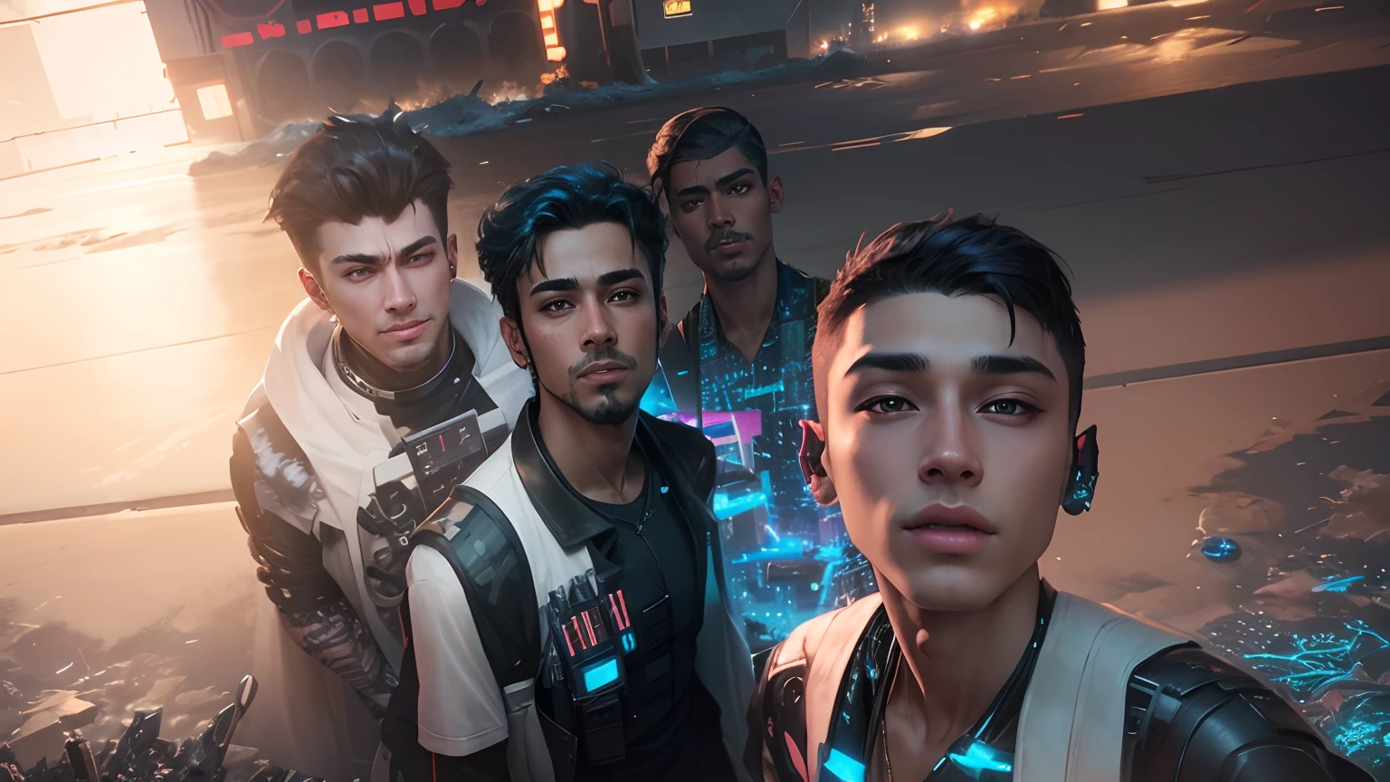 Change background cyberpunk handsome boy, realistic face, 8k