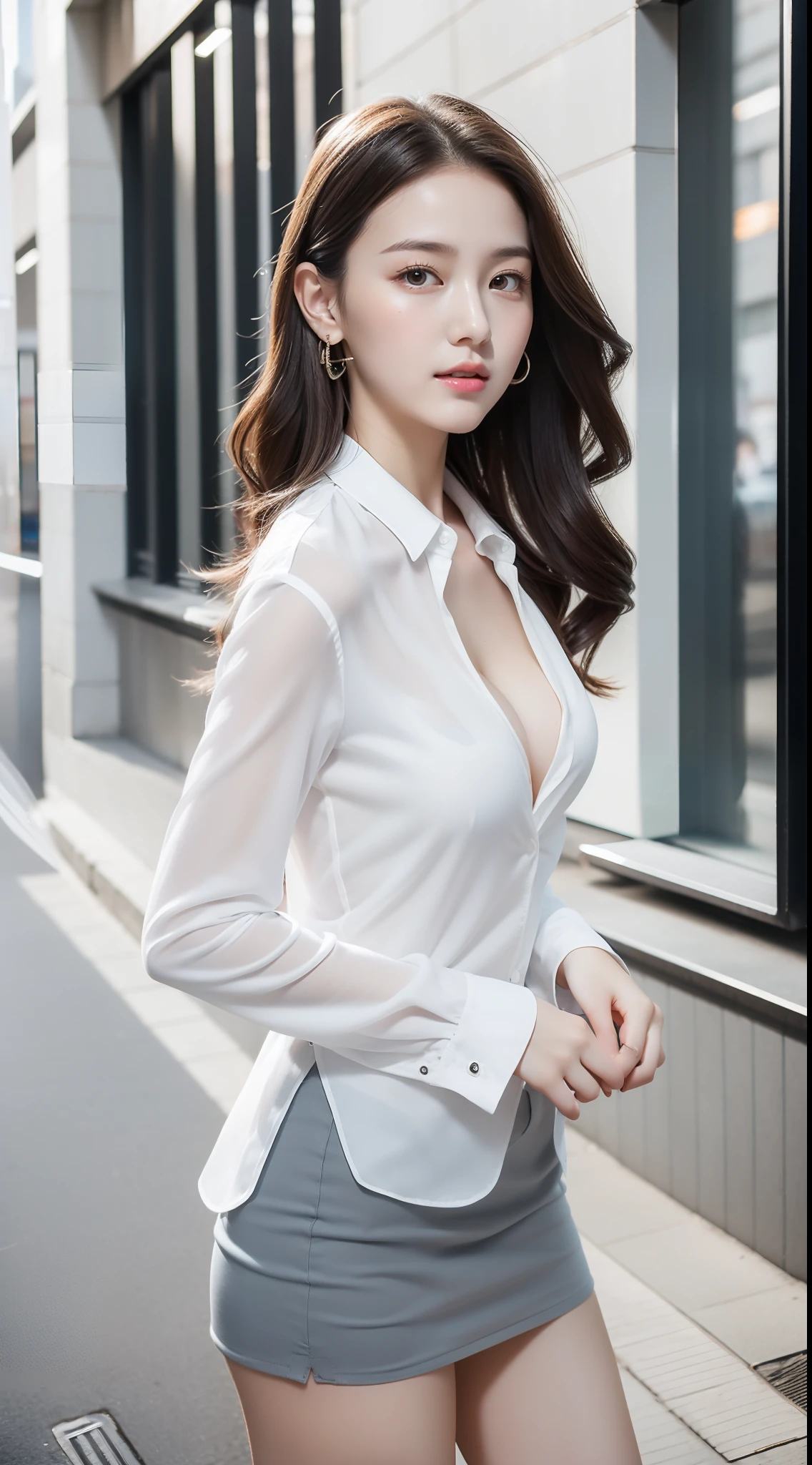 (Crowded train:1.3), (Sexy girl, ,Makeup,Beautiful detail eyes,Delicate face:1.3),(black miniskirt,Black slim pantyhose:1.3),(Big waves long hair,Crimson lips) 40k, Photo, Masterpiece, Best quality, Dark gray background, (gorgeous woman), hour glass figure, (white open shirt: 1.3),(black miniskirt:1.3)large breasted,Cleavage, striking various poses,OL, raw,(8K, Best quality, Masterpiece:1.2),(Complex Details:1.4),(Photorealistic:1.4),Octane rendering, Complex 3D Rendering Ultra Detail, Studio soft light, rim light, vivid detail, hyper-detail, realistic skin textures, Detail face, Very Detail CG Unity 8k wallpaper, (Detailed background:1.2),