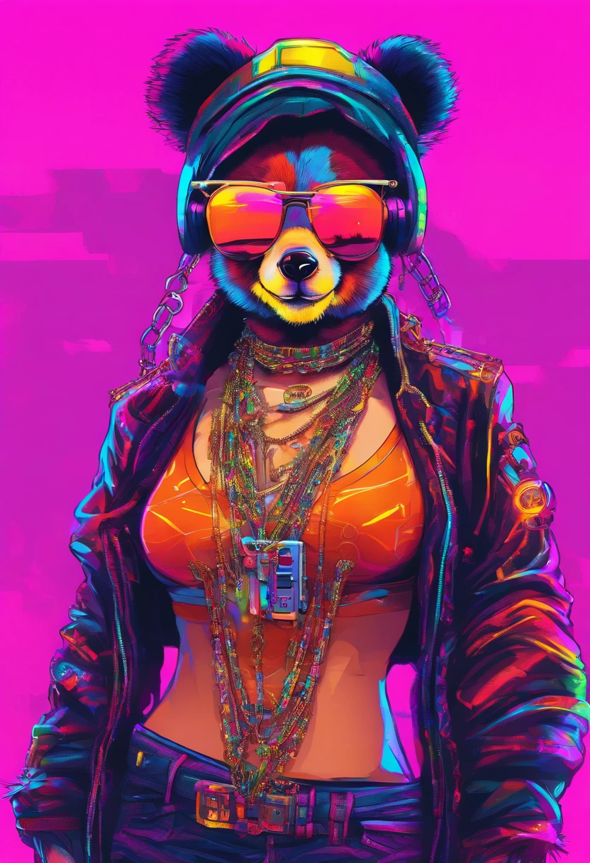 panda, with chains around the neck, vestido com uma camiseta larga preta, estilo gangster, com as maos juntas, orando