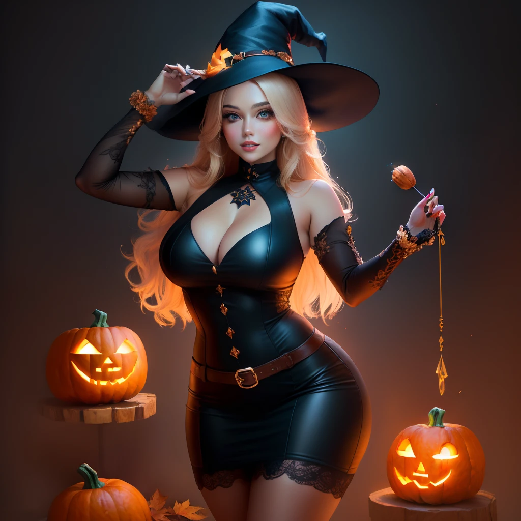 Curvy pumpkin spice witch