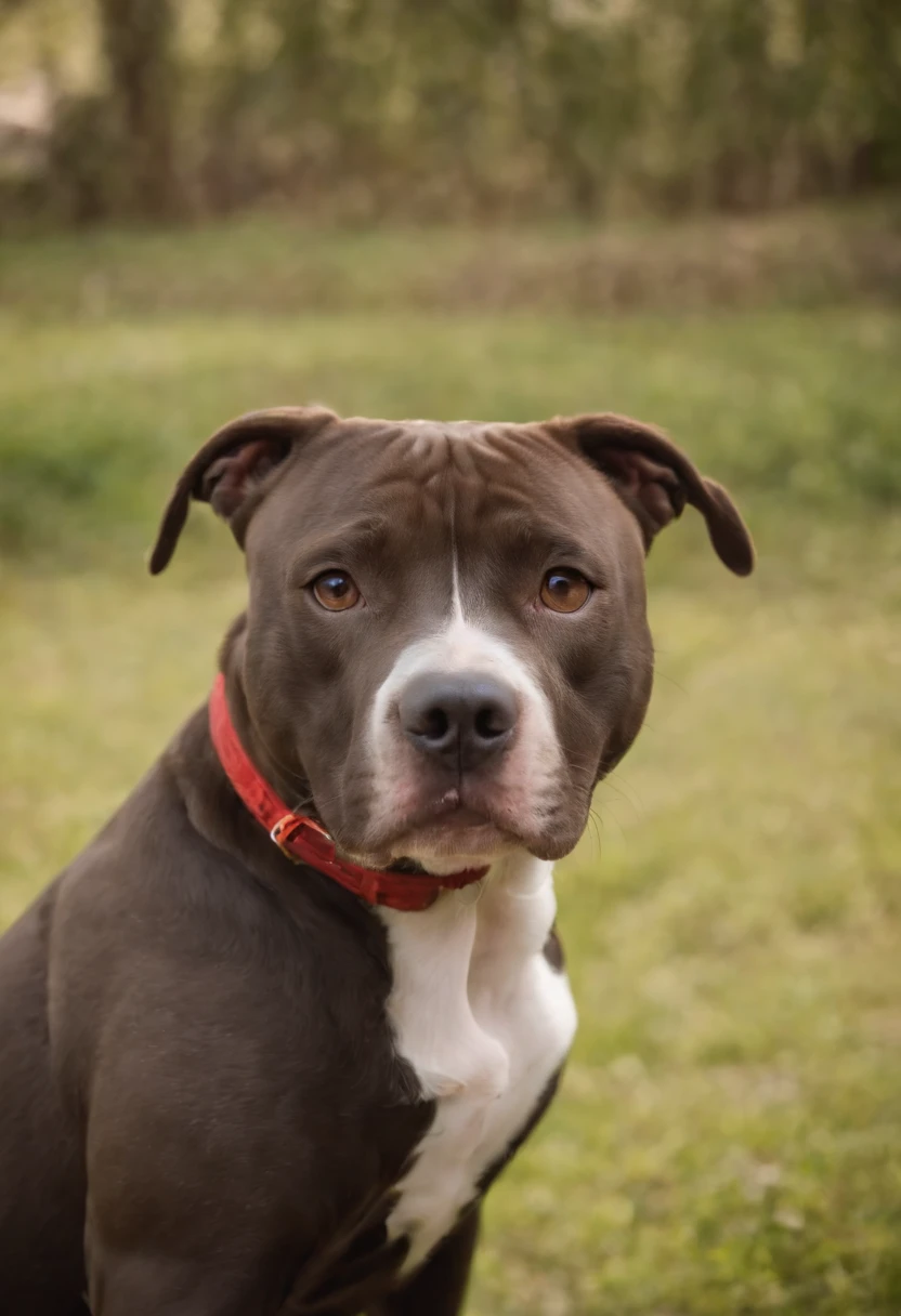  doce negra,((mid closeup)),6 anos ,e pitbull red nose na rua, brincado com bola