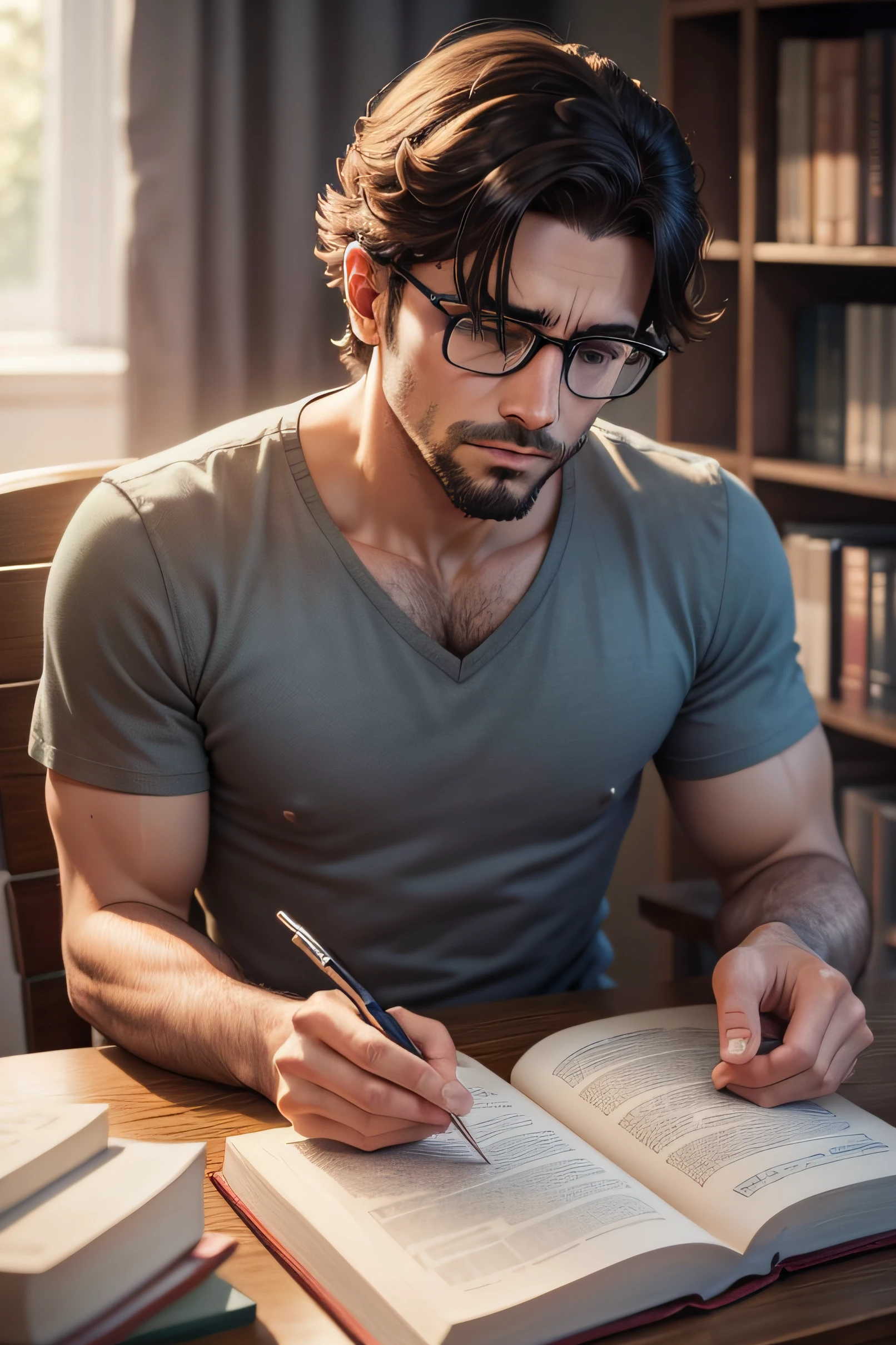 A fit gym boy 2 with low fade hairstyle study in library
