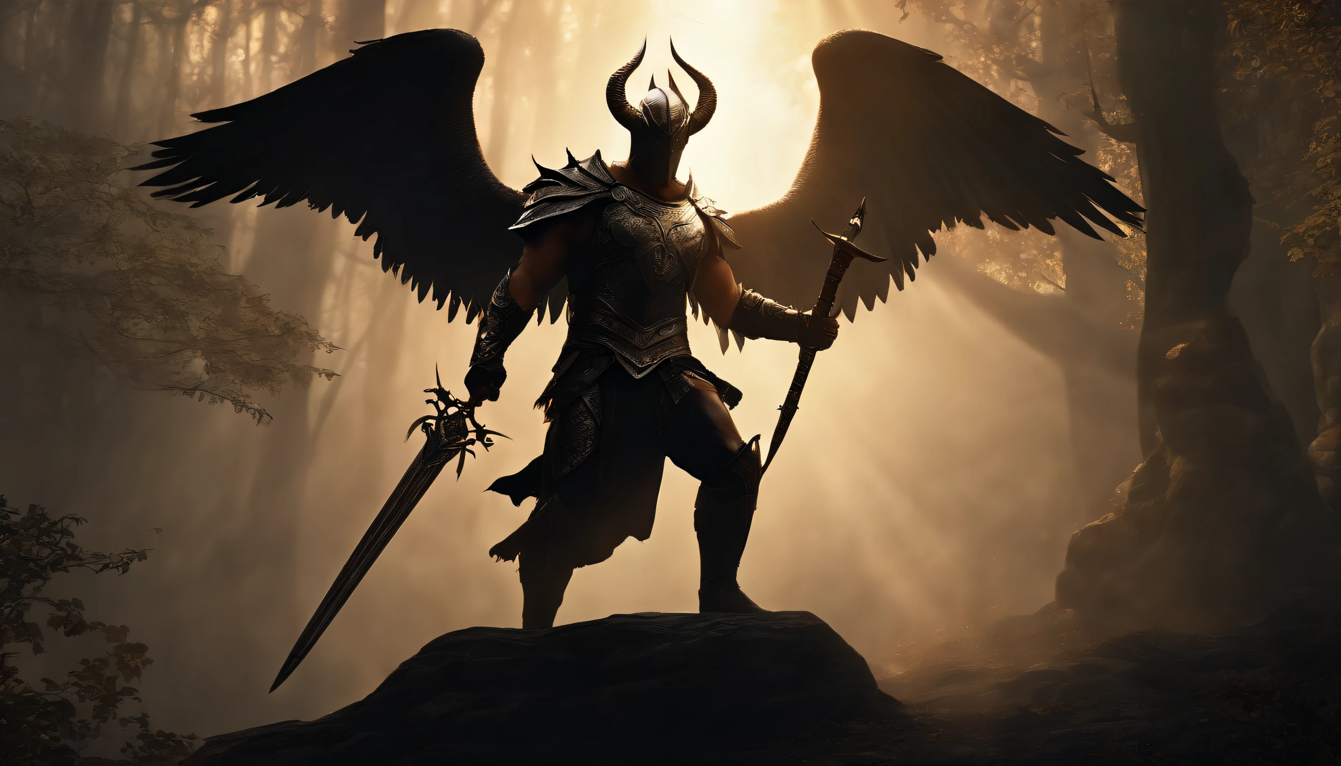 best quality, master part, ultrahigh-resolution, (fotografia realista:1.4),Surrealismo, Semelhante a um sonho,FusionArt, Shadow dancer, magia das sombras, Darkness Control, Arafed image of a male angel with a sword and a demon, epic fantasy digital art, Unreal Engine Arte de fantasia, arte guildwar, Arte de fantasia 4k, epic fantasy HD art style, fantasy epic digital art, Sombras. alta fantasia, epic fantasy game art, epic fantasy art, arte do jogo de fantasia medieval, tela de carregamento", Arte de fantasia 8k