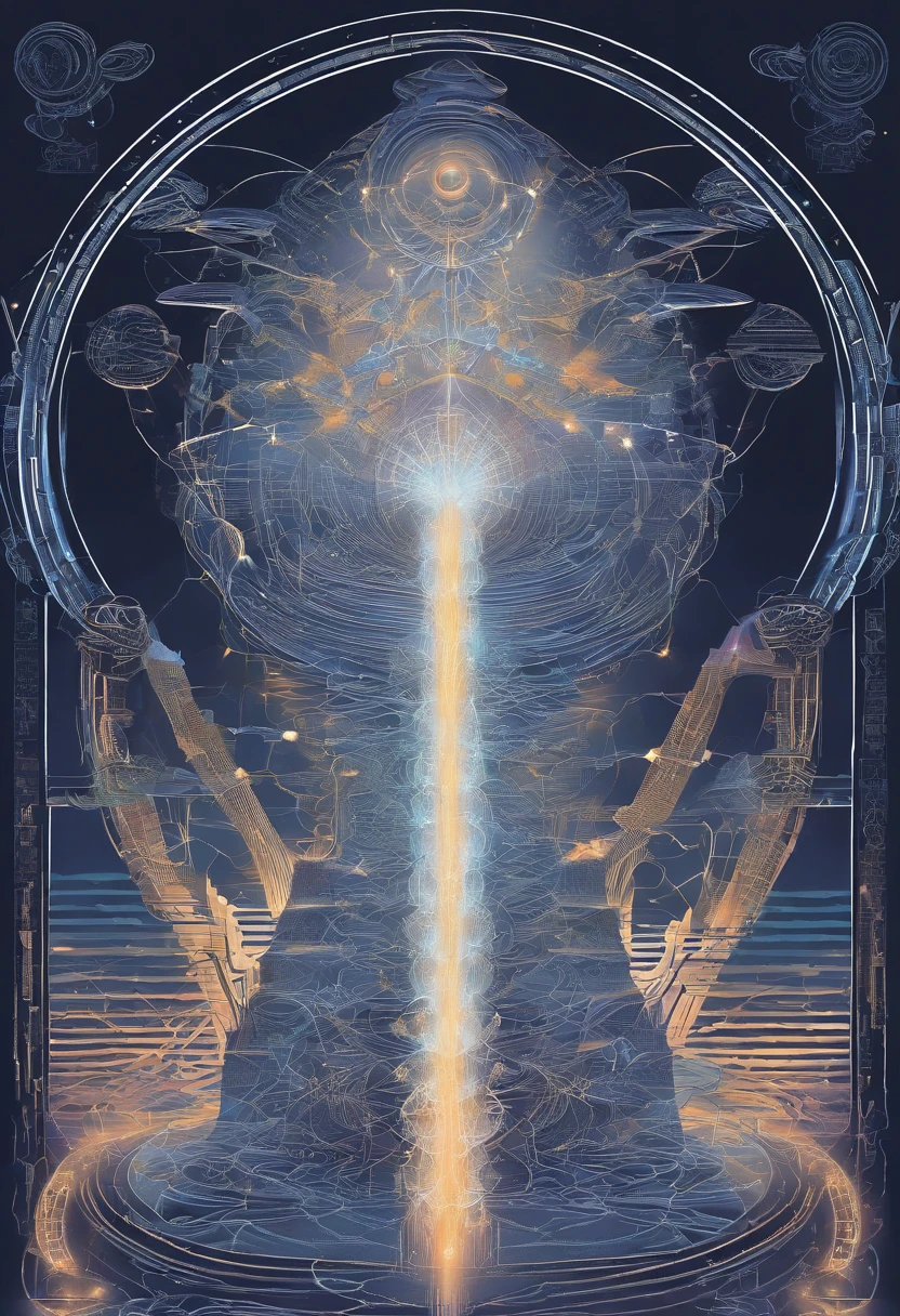 "Please create an image of a gray but silver blue shaped alien scientist in cartoon style wearing futuristic clothing standing in front of a blue background. The image should be digital art inspired by Andrei Kolkoutine, Tumblr, psychedelic art and sacred geometry. The alien scientist is in the spiritual dimension, where the form is psychedelic and composed of sacred geometry. He is a portal of energy. Please take into consideration art references from Dan Mumford and Alex Grey, as well as elements of DMT entities, alien music, and LSD art."