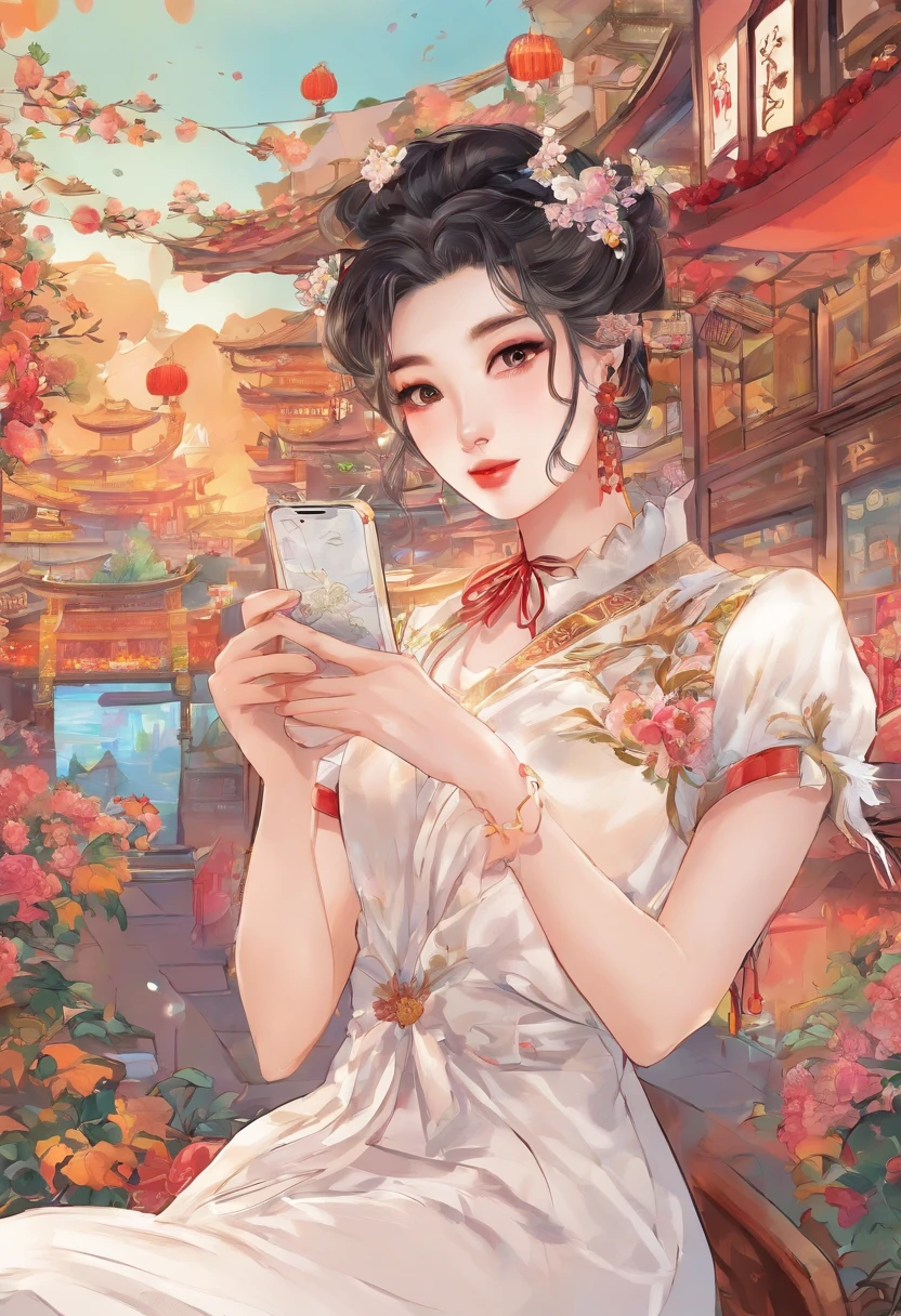 The handsome Yang Fan used his mobile phone to swipe the short video of Douyin，The short video content is a beautiful woman in white stockings dancing