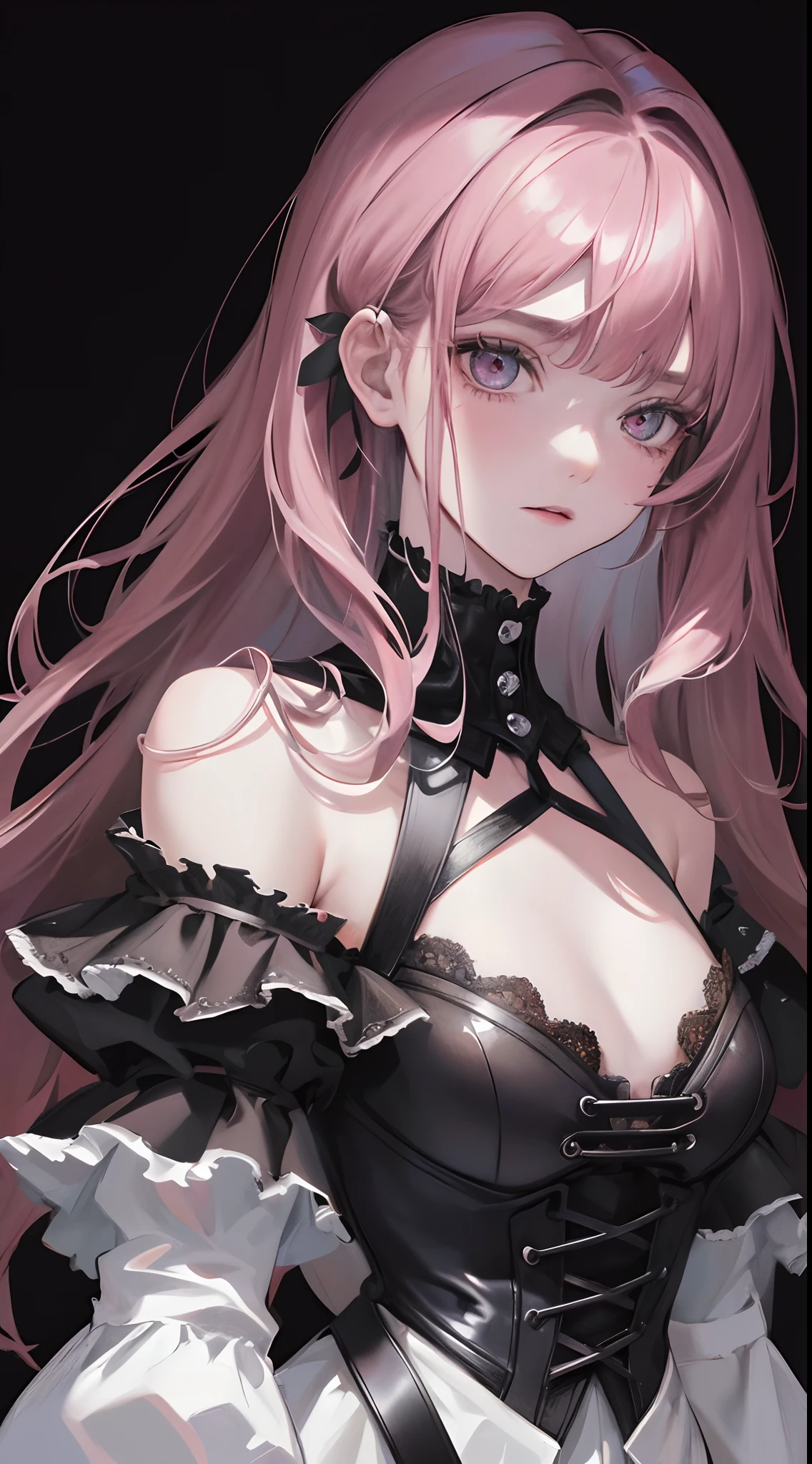 A teenage girl,Wilted roses,Gothic,whaite hair,Hyper-Resolution,accuracy,detail render,(Delicate facial portrayal)(Fine hair portrayal)(highest quality)(Master masterpieces)(High degree of completion)(a sense of atmosphere)tmasterpiece,ultra - detailed(half-body portrait)
